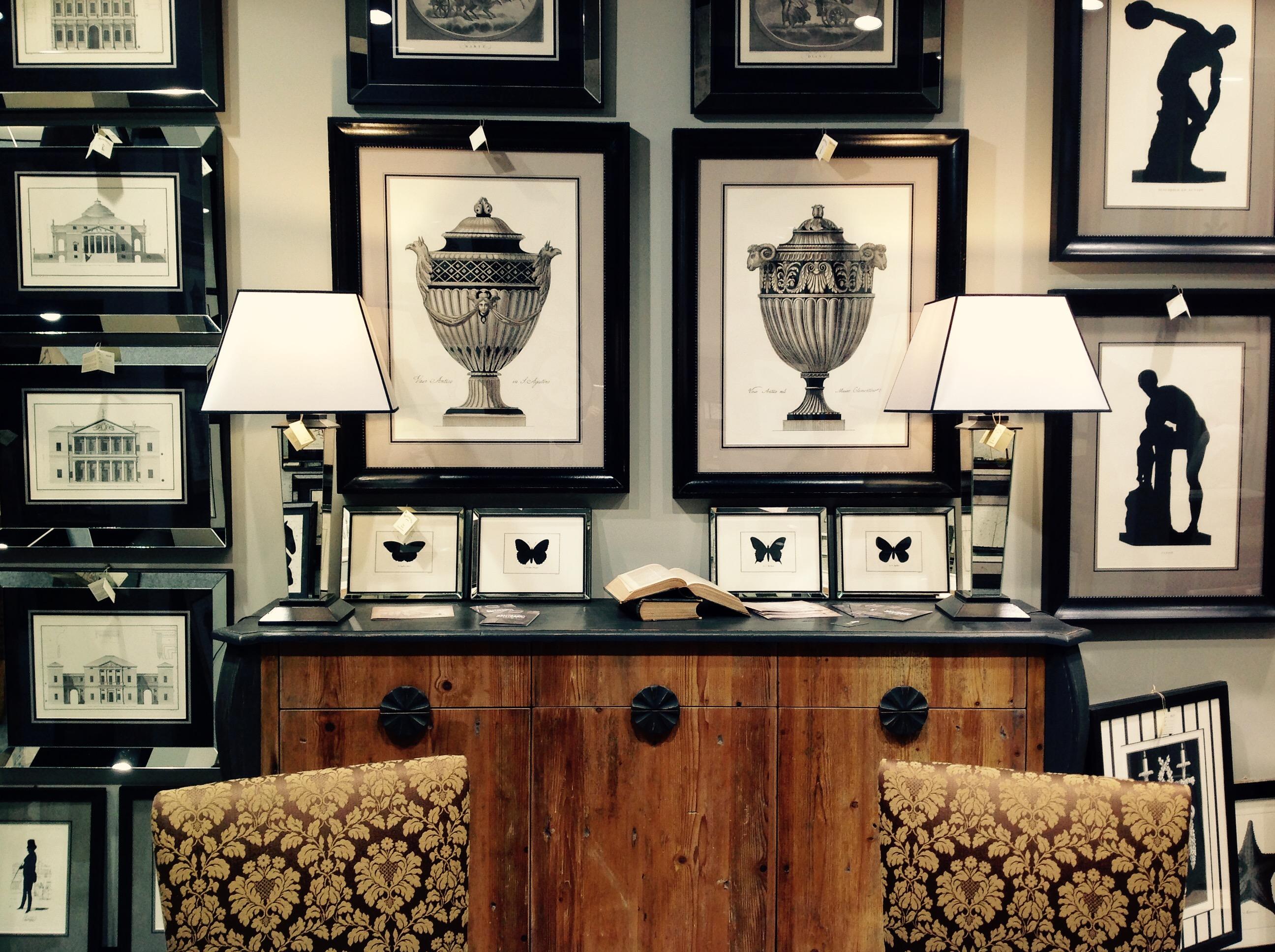 Pair of Contemporary Italian Hand Coloured Roman Vase Prints with Black Frames For Sale 2