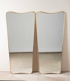 Paire de miroirs contemporains en laiton de style italien du milieu du siècle