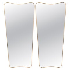 Pair of Contemporary Italian Mid-Century Style Brass Mirrors