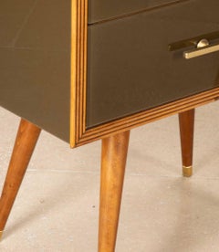 Pair of Contemporary Italian Mid-Century Style Green Glass Bedside Commodes