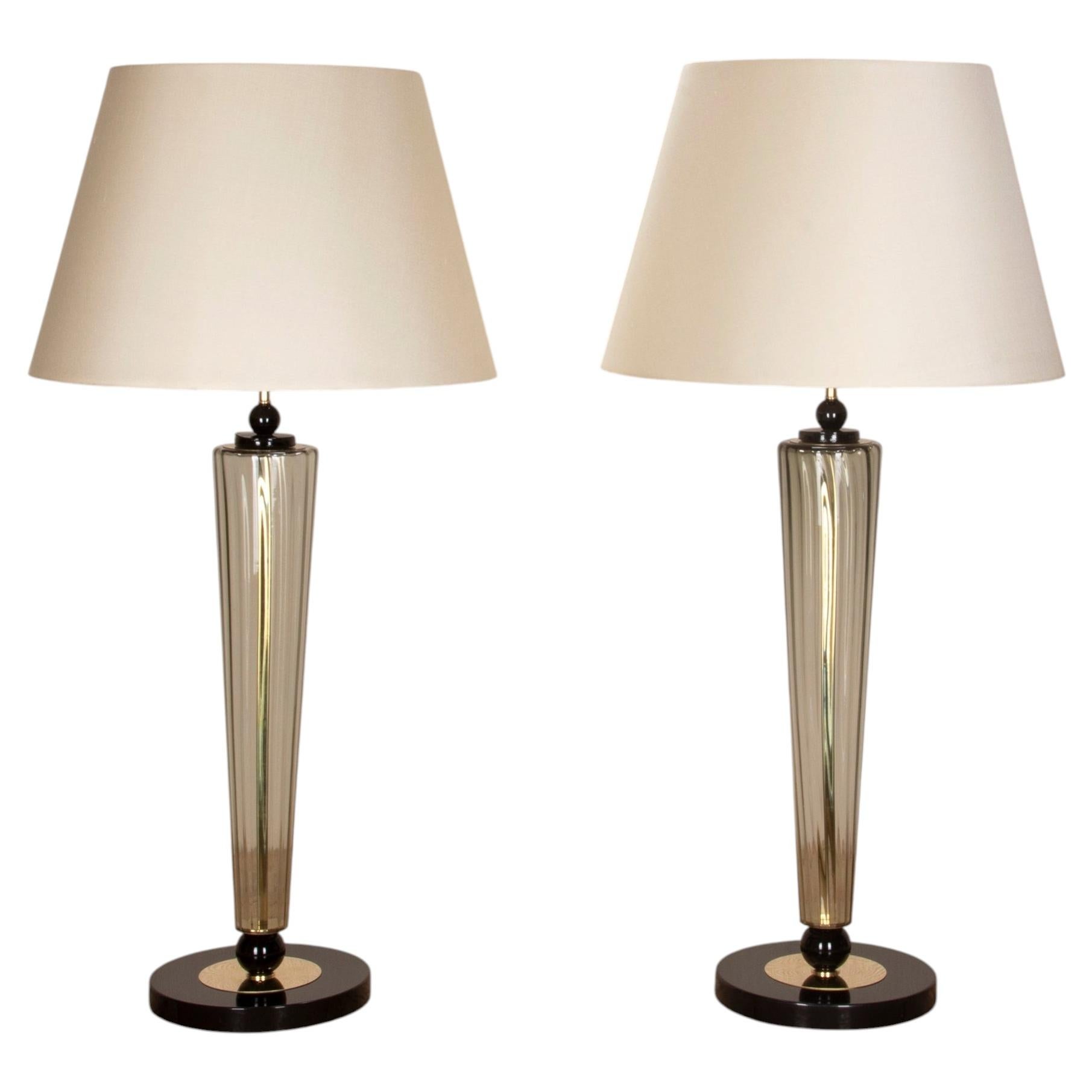Pair of Contemporary Italian Murano Glass Table Lamps
