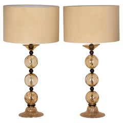 Pair of Contemporary Italian Murano Glass Table Lamps