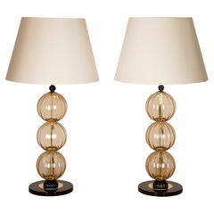 Pair of Contemporary Italian Murano Glass Table Lamps