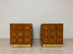 Contemporary Italian Nightstand with Brass Bass
