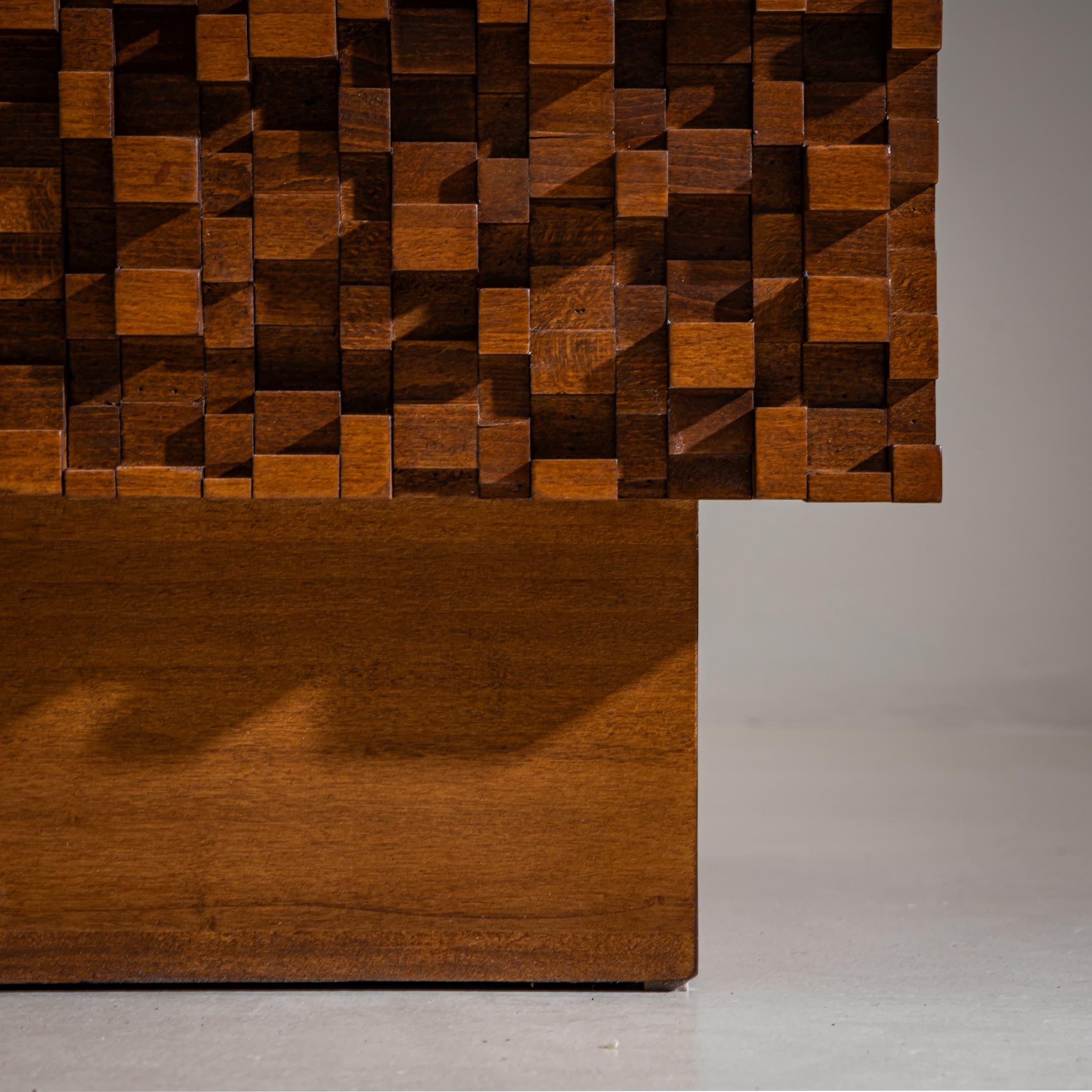 Pair of contemporary Italian Sideboards with Brutalist Surface Design For Sale 5