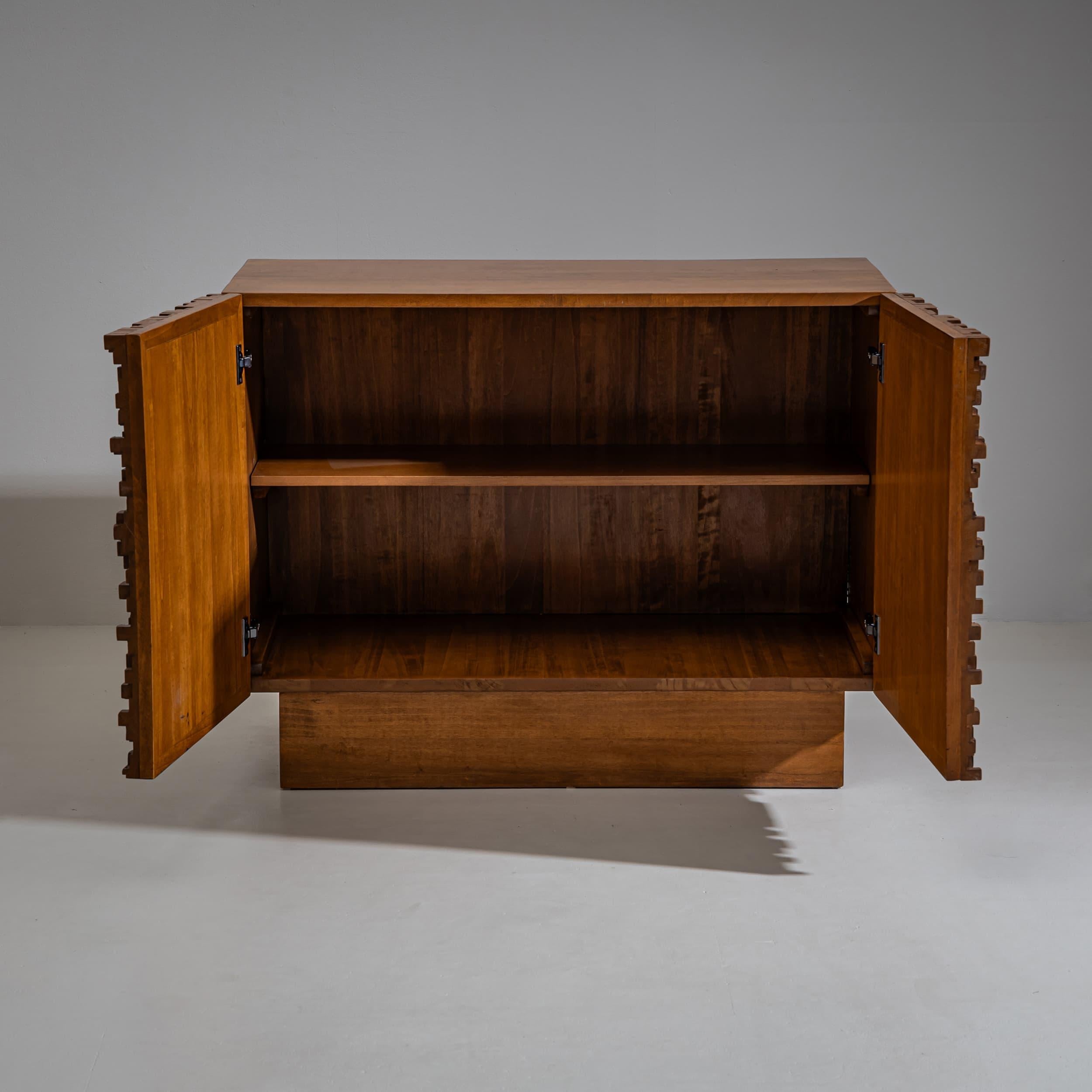Pair of contemporary Italian Sideboards with Brutalist Surface Design For Sale 2