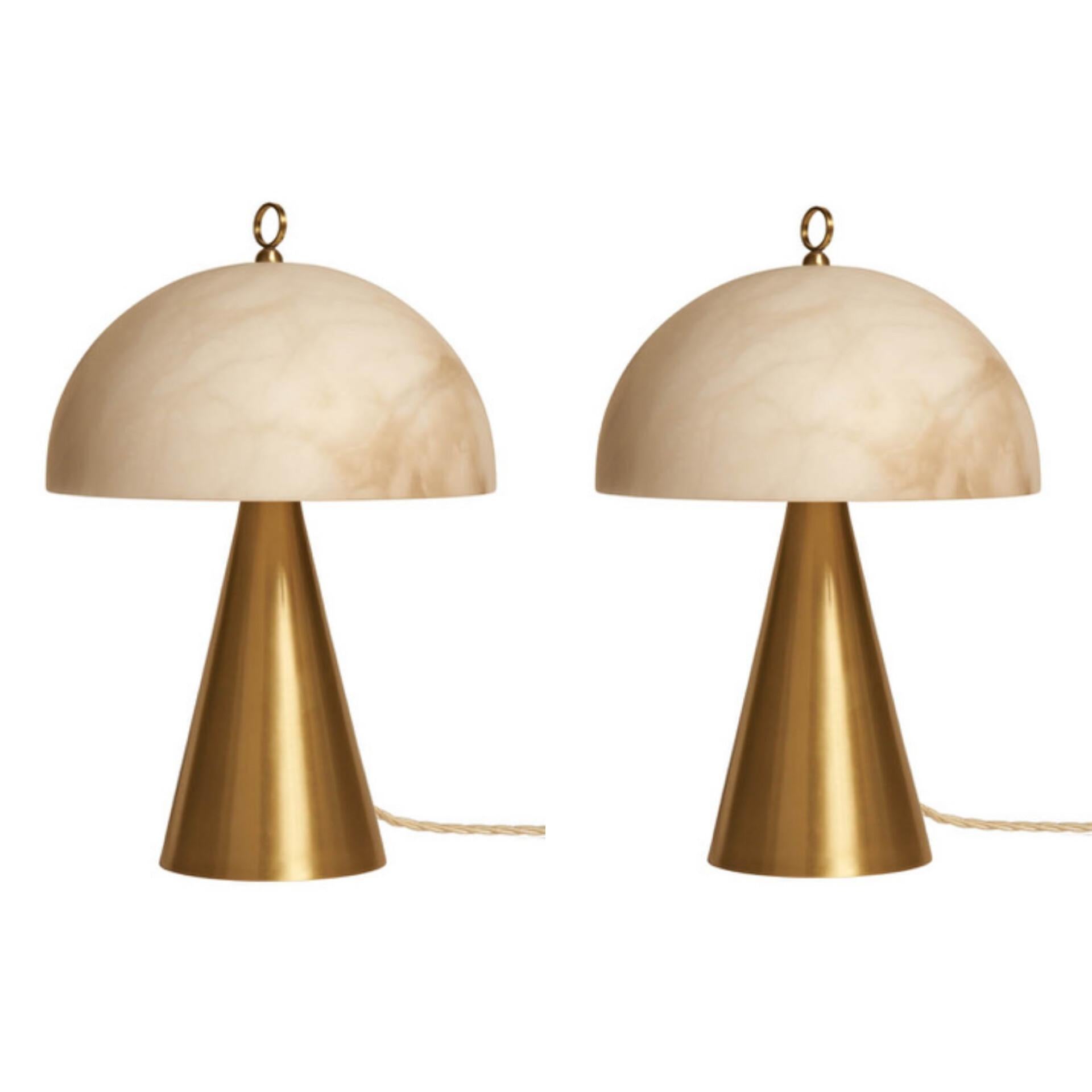 Pair of contemporary Italian Table Lamp "Funghetto" with Alabaster Lampshade