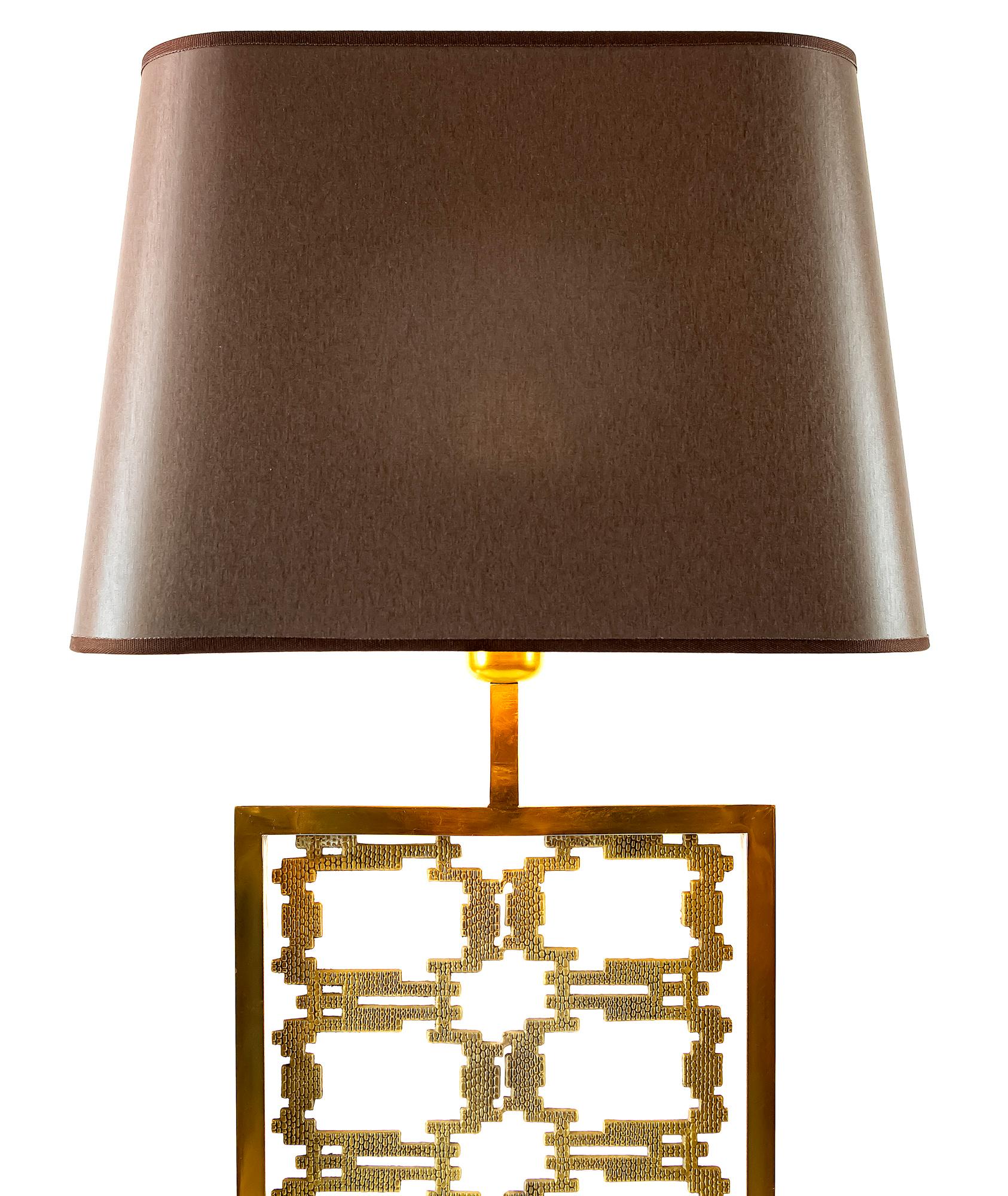 Pair of Contemporary Italian Table Lamps in Brass and Solid Glass In Good Condition In Vilnius, LT
