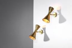 Pair of Contemporary Italian Wall Lights "Livia" in Style of Stilnovo Brass