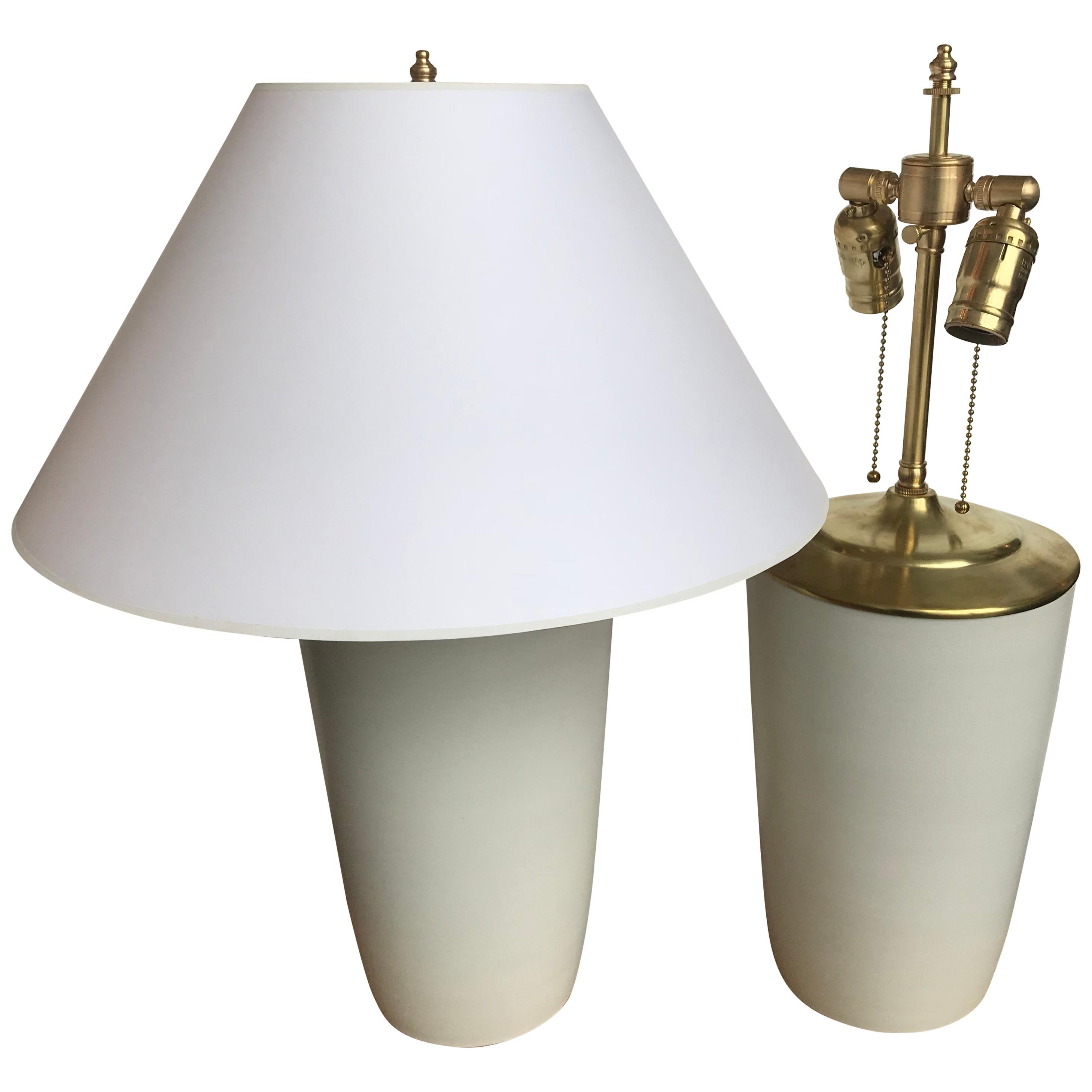 Pair of Contemporary Ivory Ceramic Vase Table Lamps