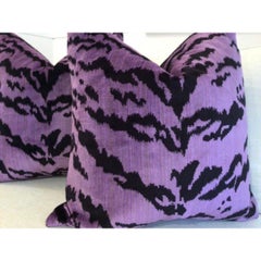 Pair of Contemporary Le Tigre Rich Lavender Pillows