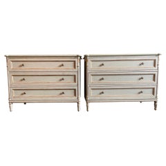 Pair of Contemporary Louis XVI Style Three Drawer Chests Pair of Contemporary Louis XVI Style Three Drawer Chests