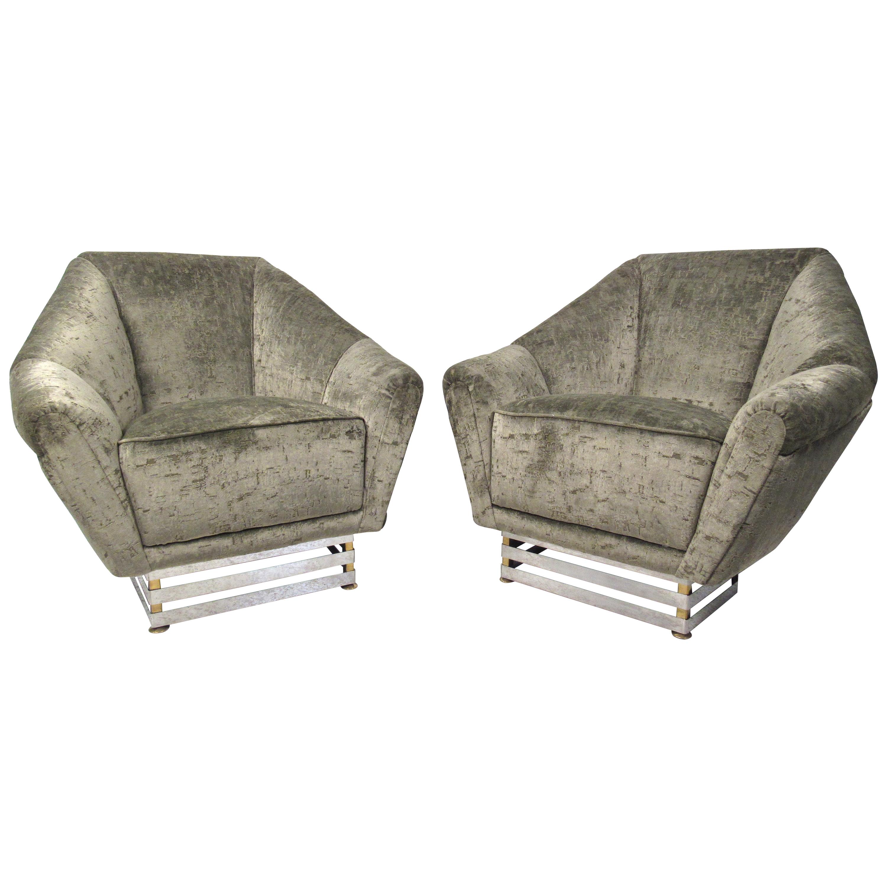 Pair of Italian Club Chairs by Romeo Rega For Sale
