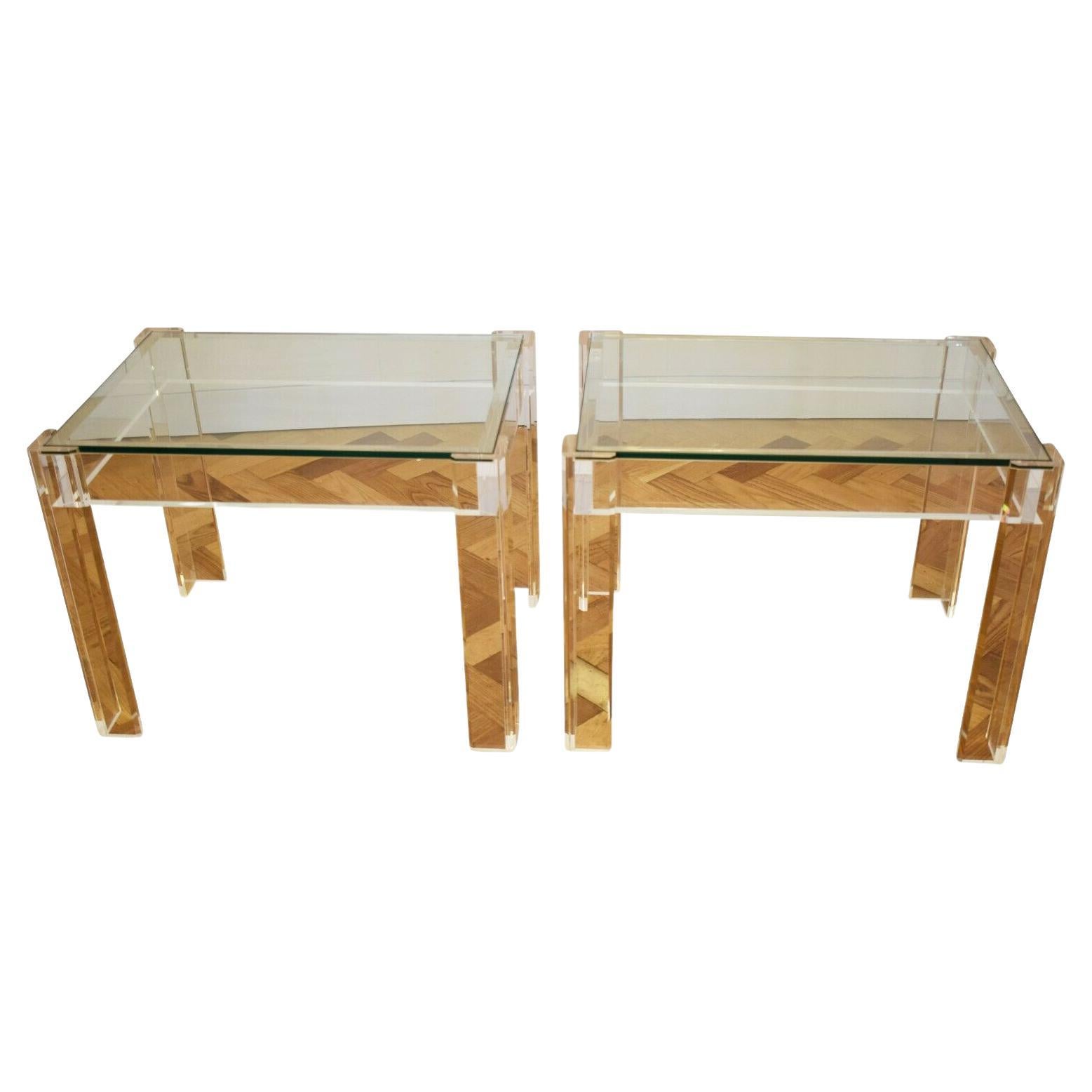 Pair of Sculptural Gilded Wood Side Tables with Glass Tops, 1960s at