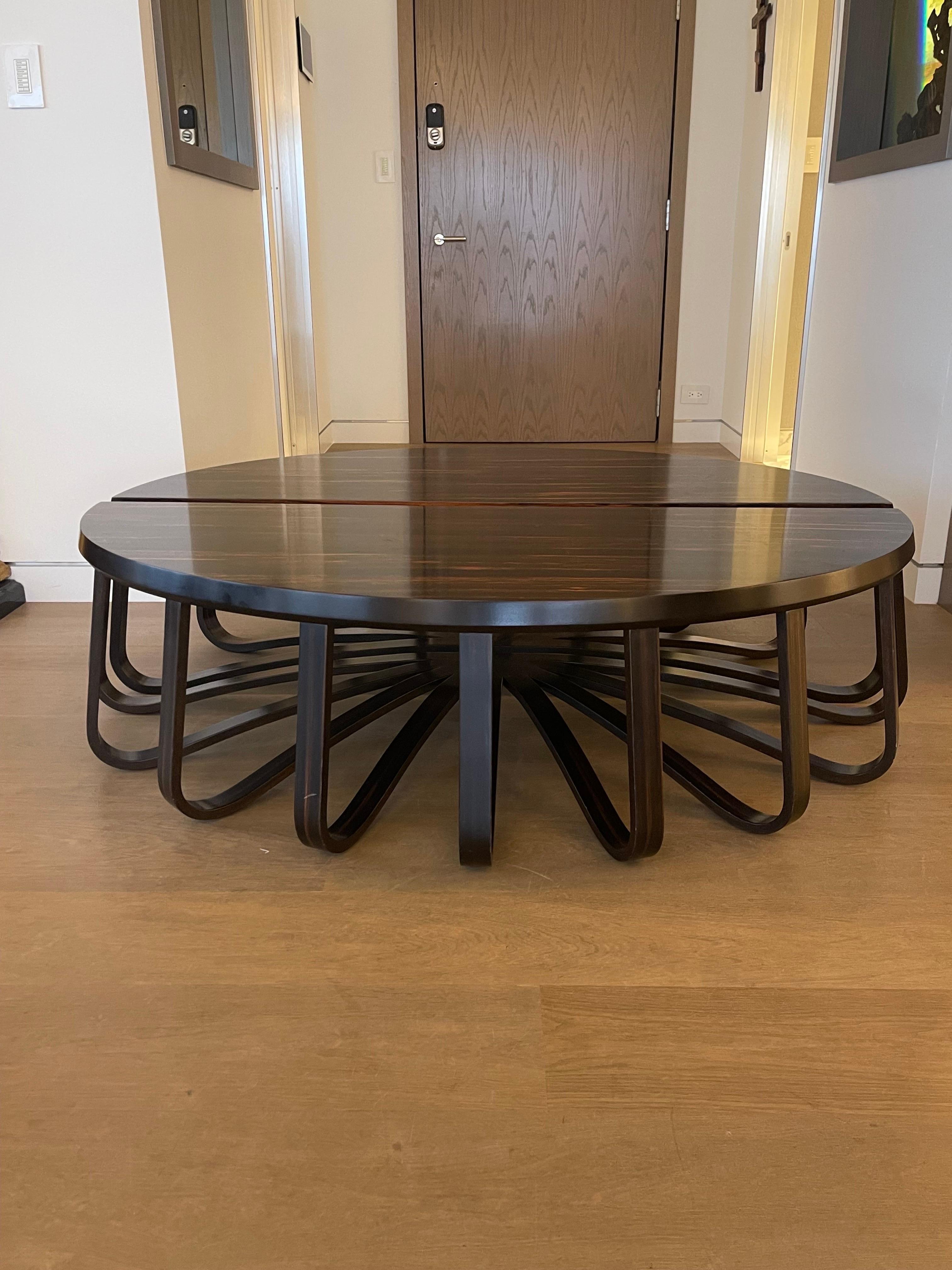 Ralph Rucci Pair of Contemporary Macassar and Walnut Coffee Tables For Sale 6
