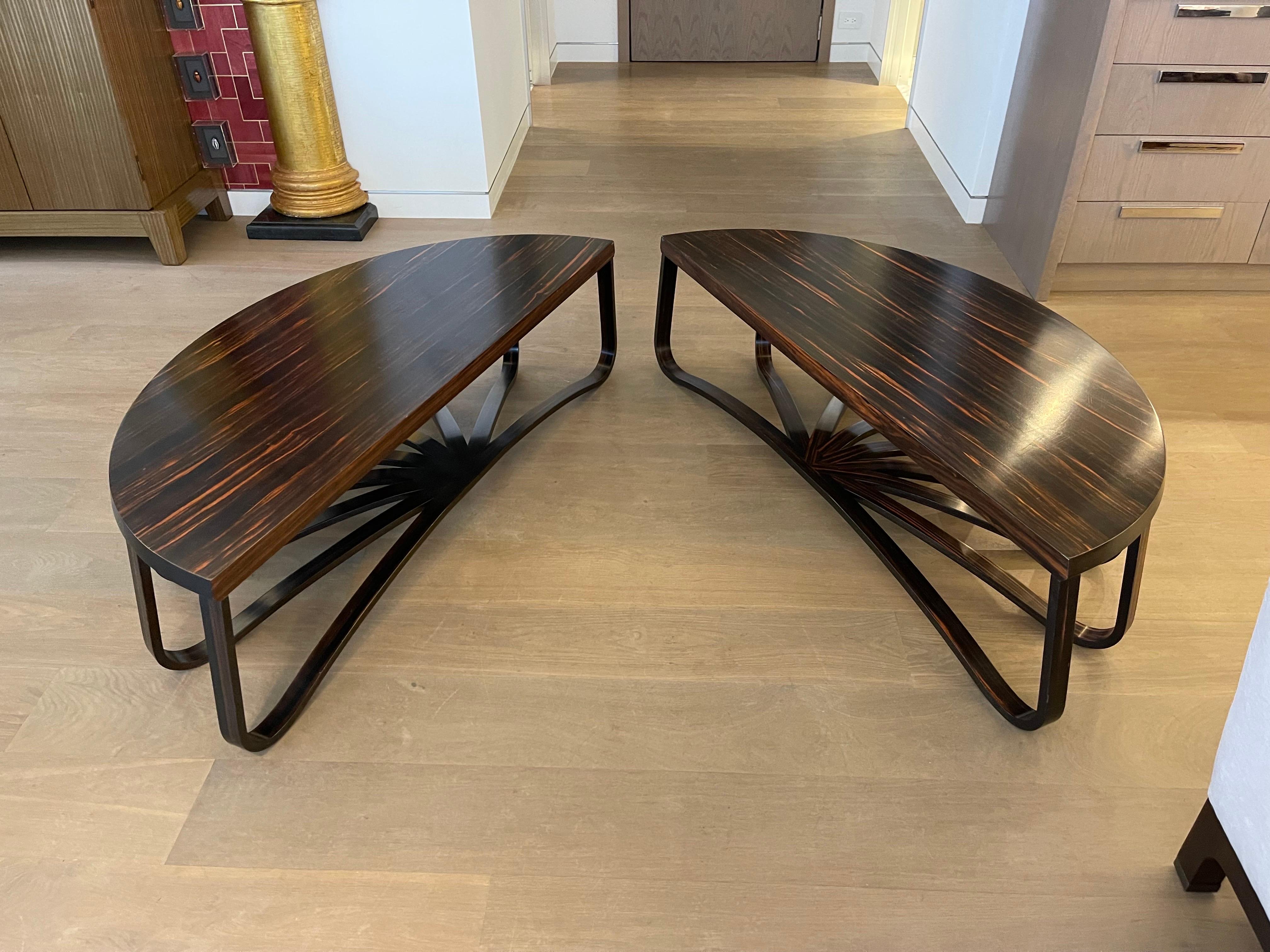 Ralph Rucci Pair of Contemporary Macassar and Walnut Coffee Tables For Sale 11