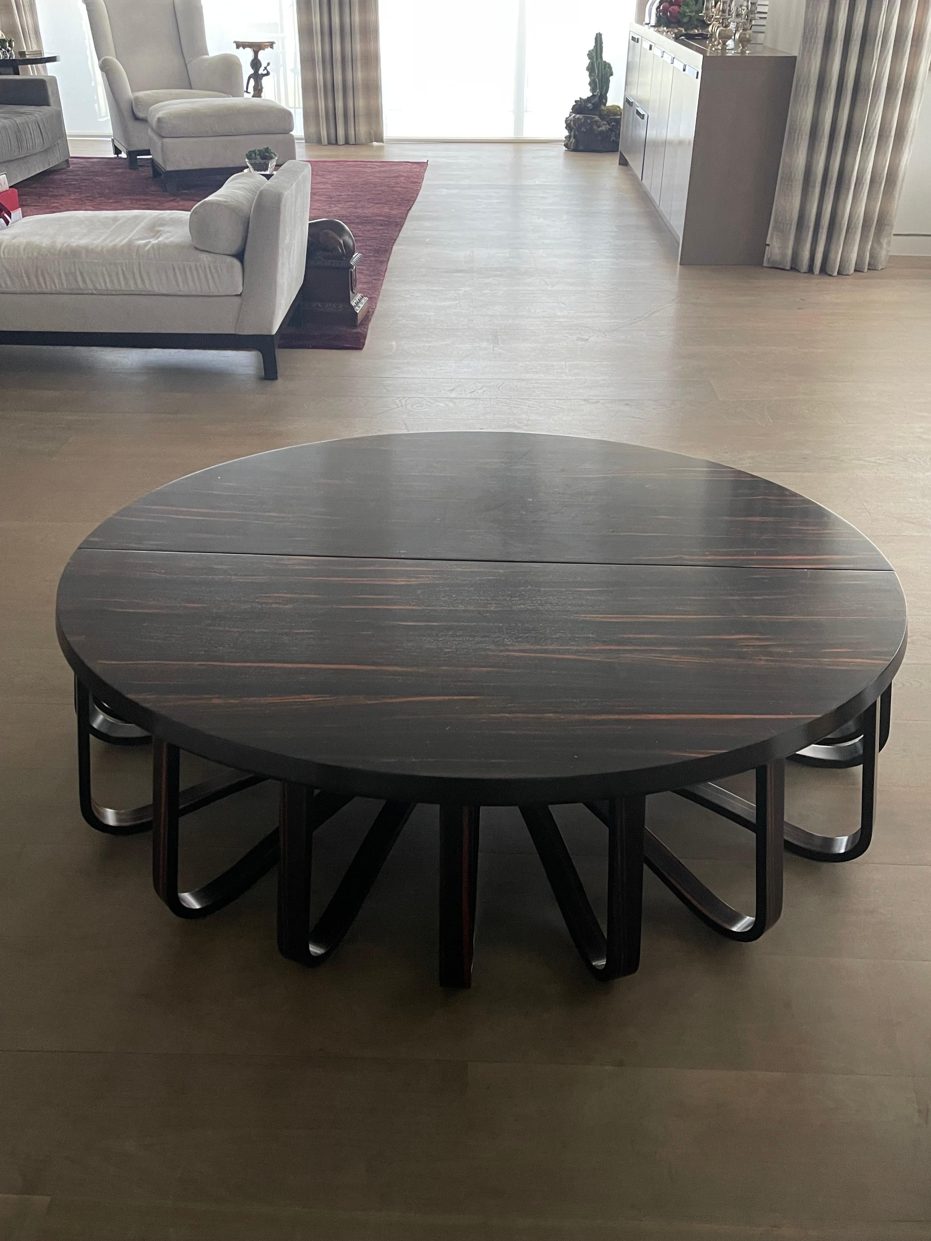 Ralph Rucci Pair of Contemporary Macassar and Walnut Coffee Tables For Sale 5