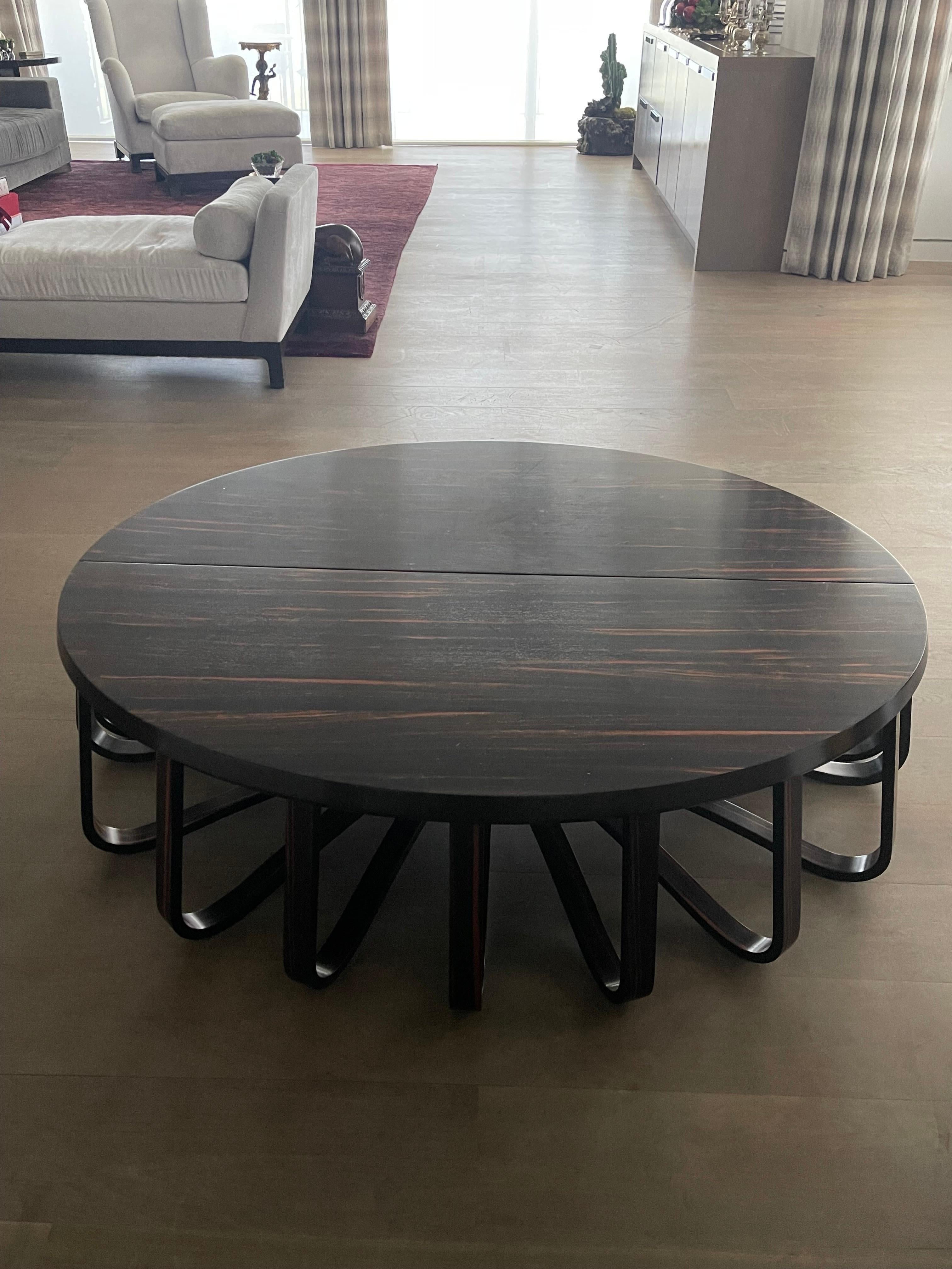 Paire de tables basses contemporaines en macassar et noyer de Ralph Rucci en vente 4