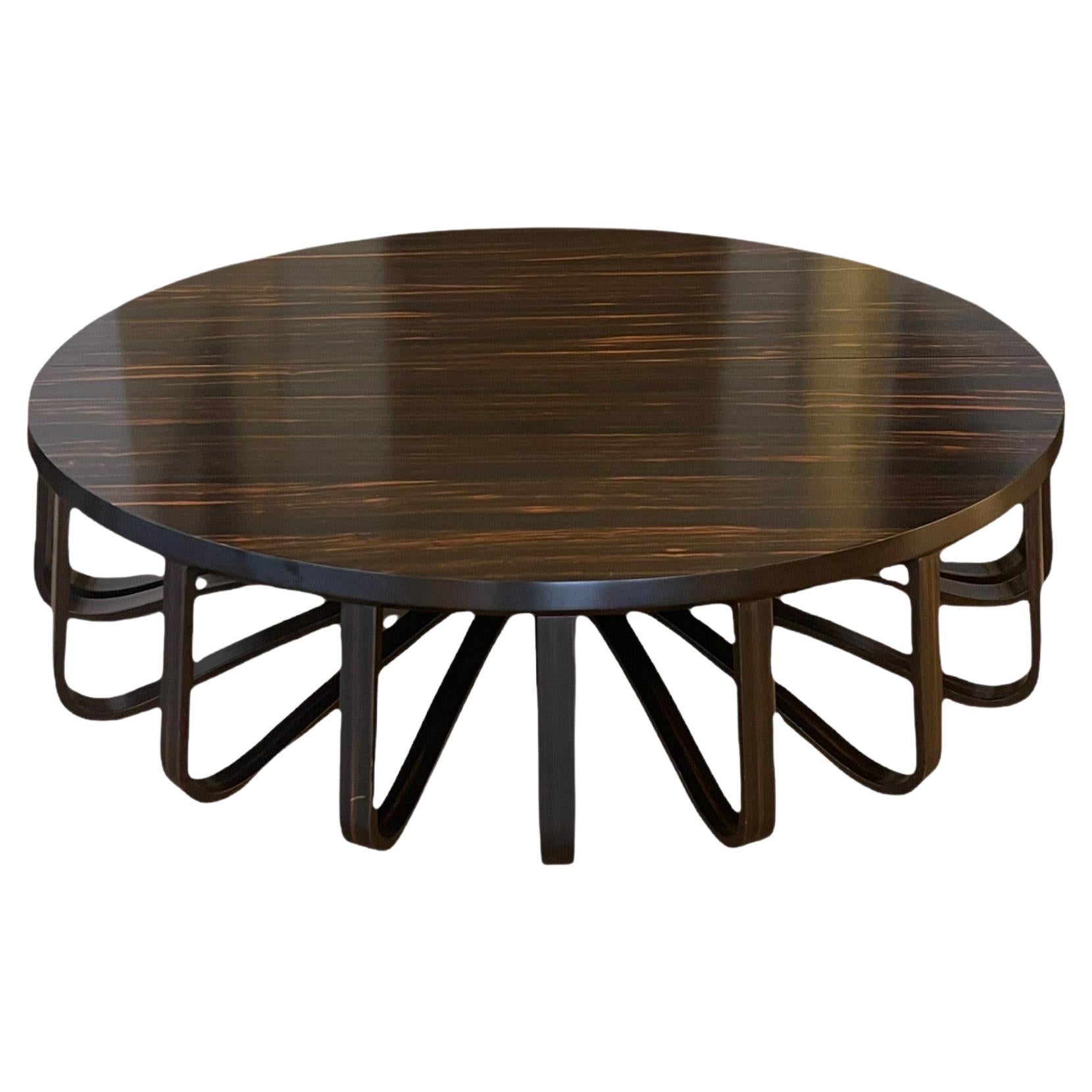 Ralph Rucci Pair of Contemporary Macassar and Walnut Coffee Tables