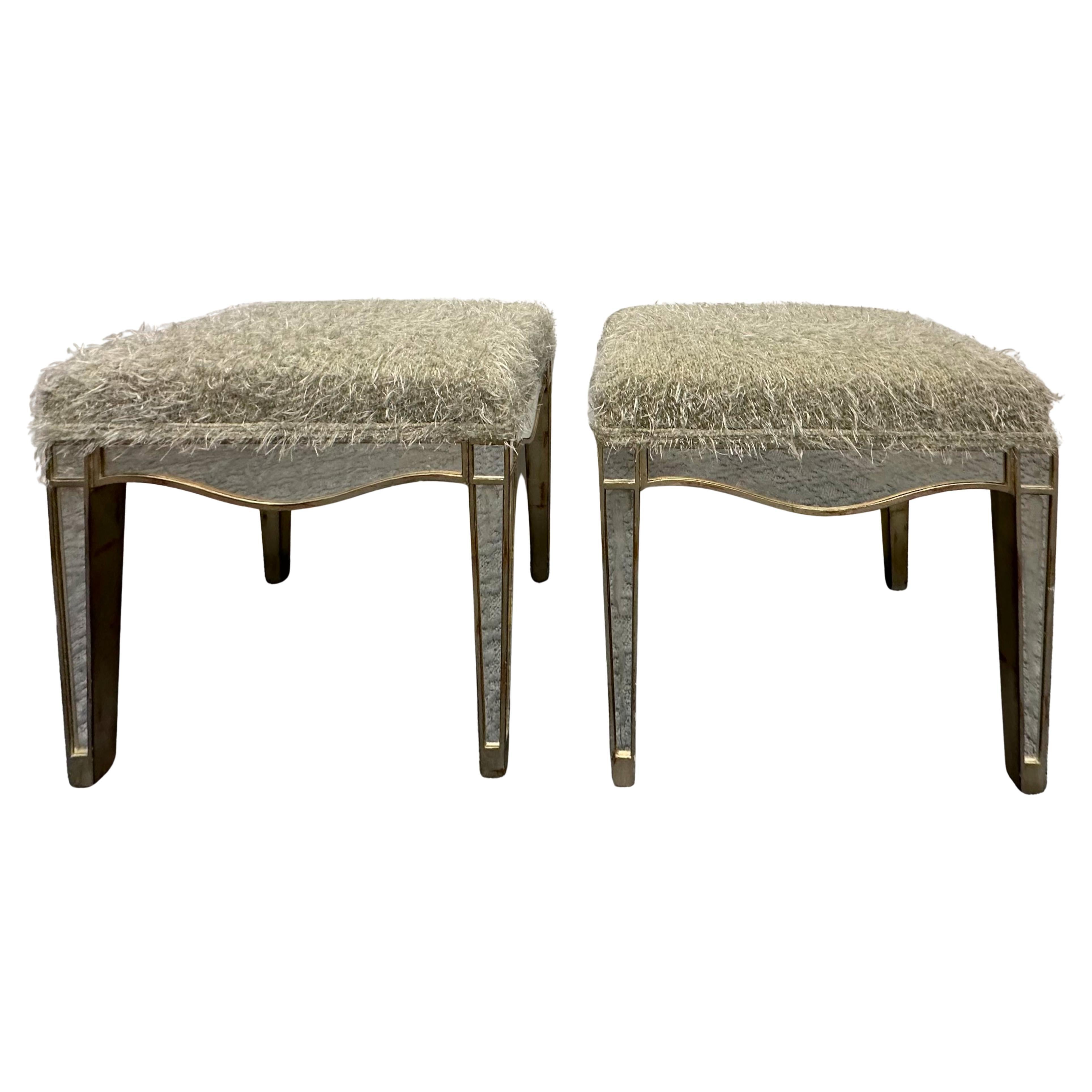 Pair of Contemporary Mirrored Stools
