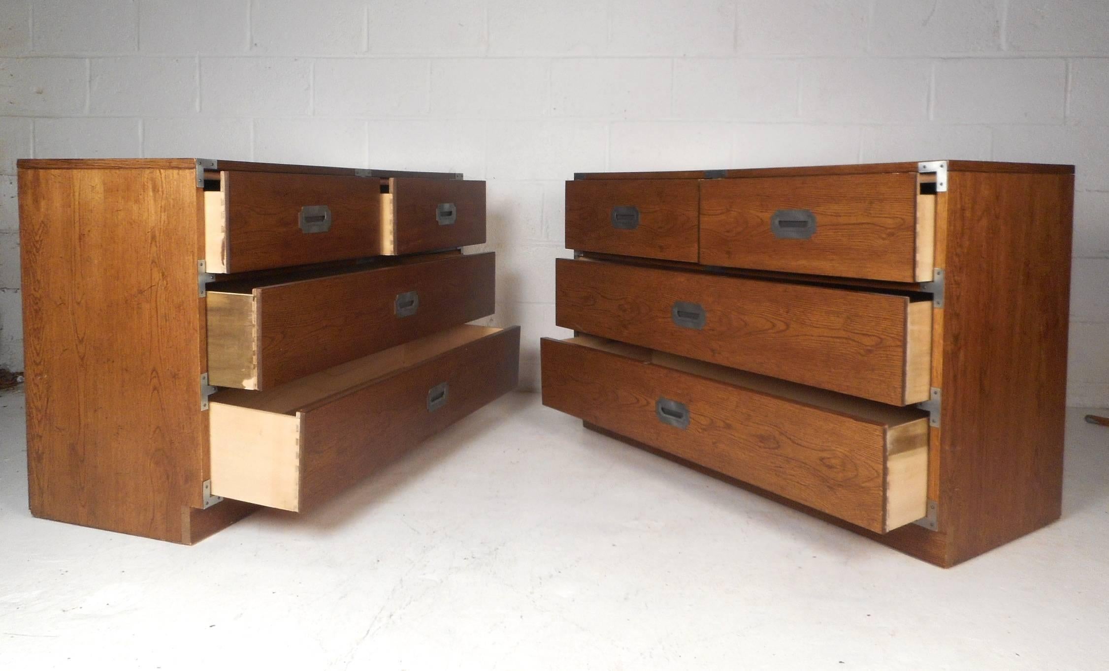 Mid-Century Modern Pair of Contemporary Modern Campaign Chests