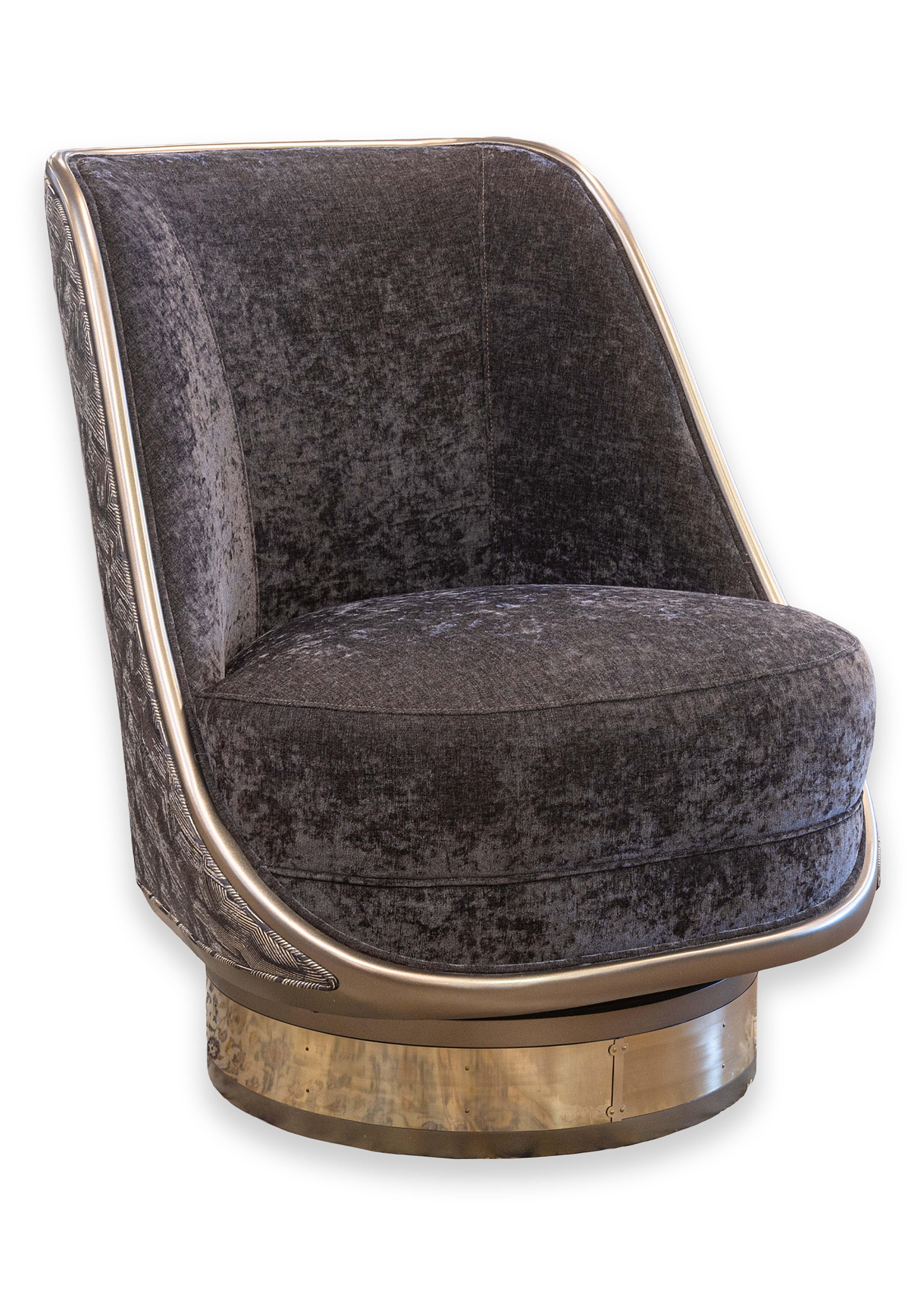 Pareja de sillones giratorios contemporáneos modernos Caracole Go For A Spin Accent en venta 3