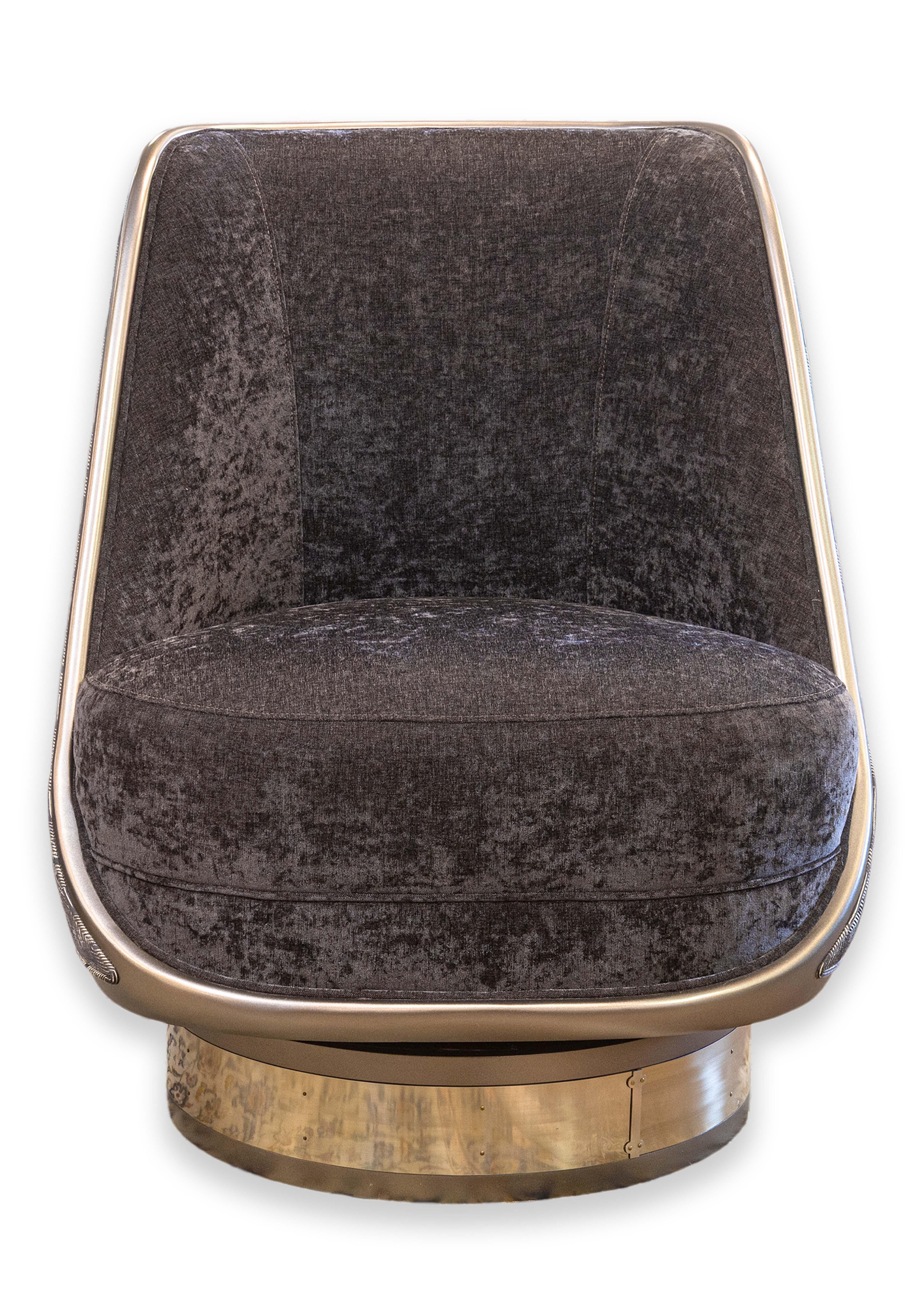Pareja de sillones giratorios contemporáneos modernos Caracole Go For A Spin Accent en venta 4