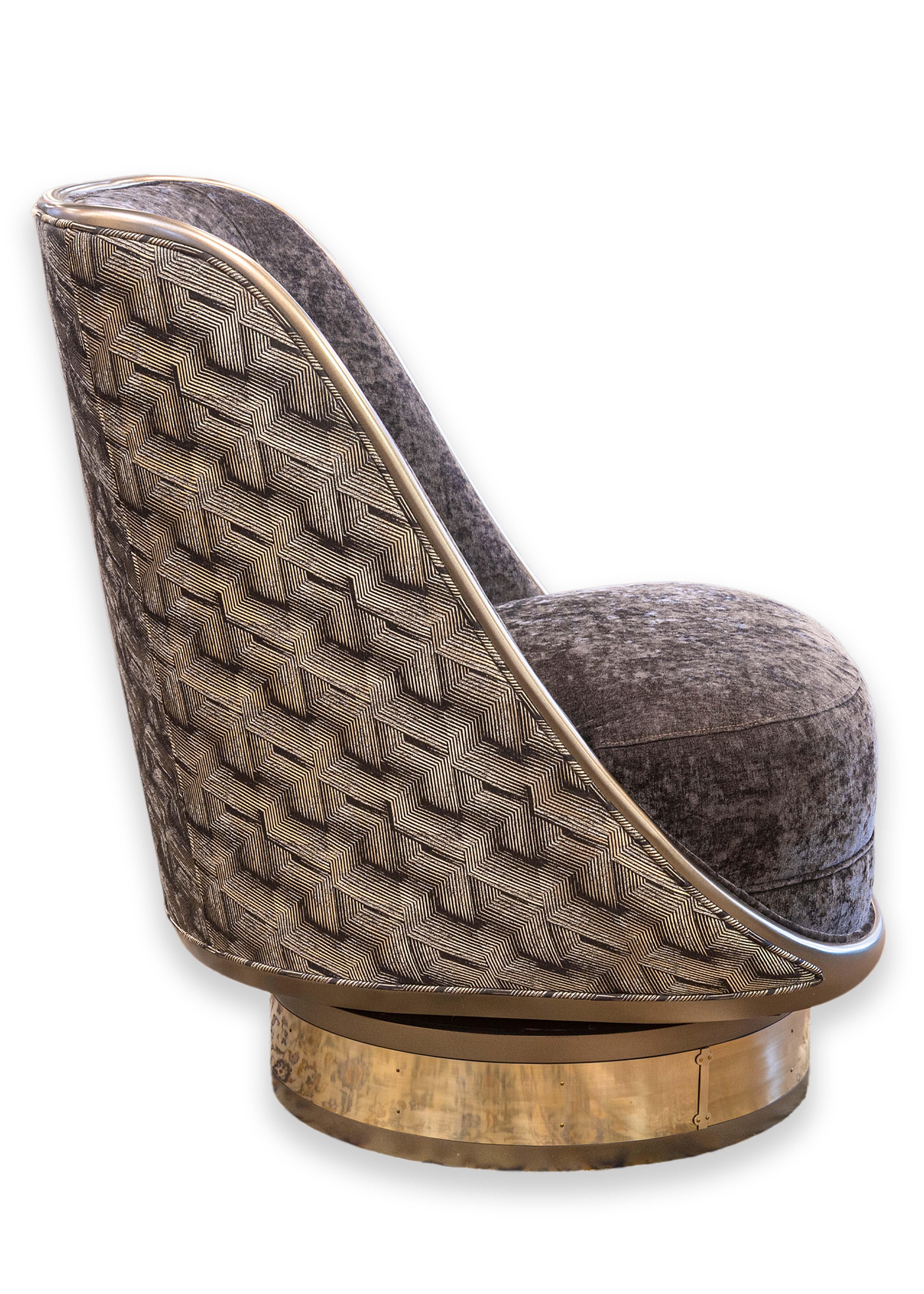 Pareja de sillones giratorios contemporáneos modernos Caracole Go For A Spin Accent en venta 5