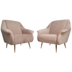 Vintage Pair of Contemporary Modern Italian Style Lounge Chairs