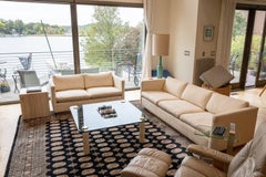 Pair of Contemporary Modern Marble Cube End Side Tables with Wheels