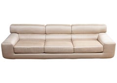 Pair of Contemporary Modern Preview 3 Cushion Sofa in Raw Silk