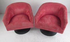 Pair of Contemporary Modern Swivel Lounge Chairs