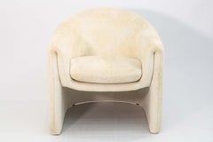 Pair of Contemporary Modern Weiman Preview Beige Fabric Accent Lounge Chairs