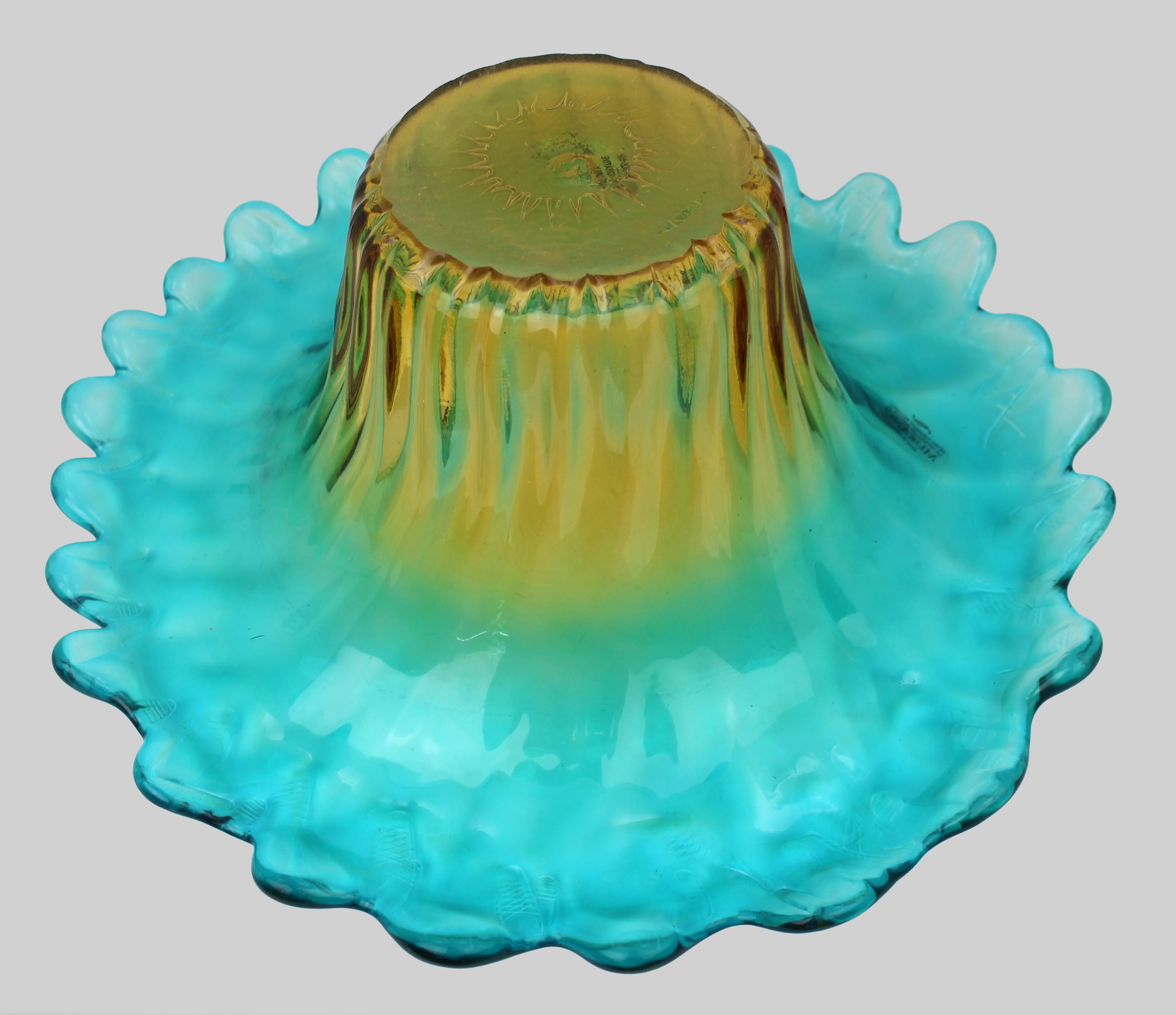 Coppia di ciotole da centrotavola in vetro artistico di Murano Contemporary - Blu e Ambra in vendita 5