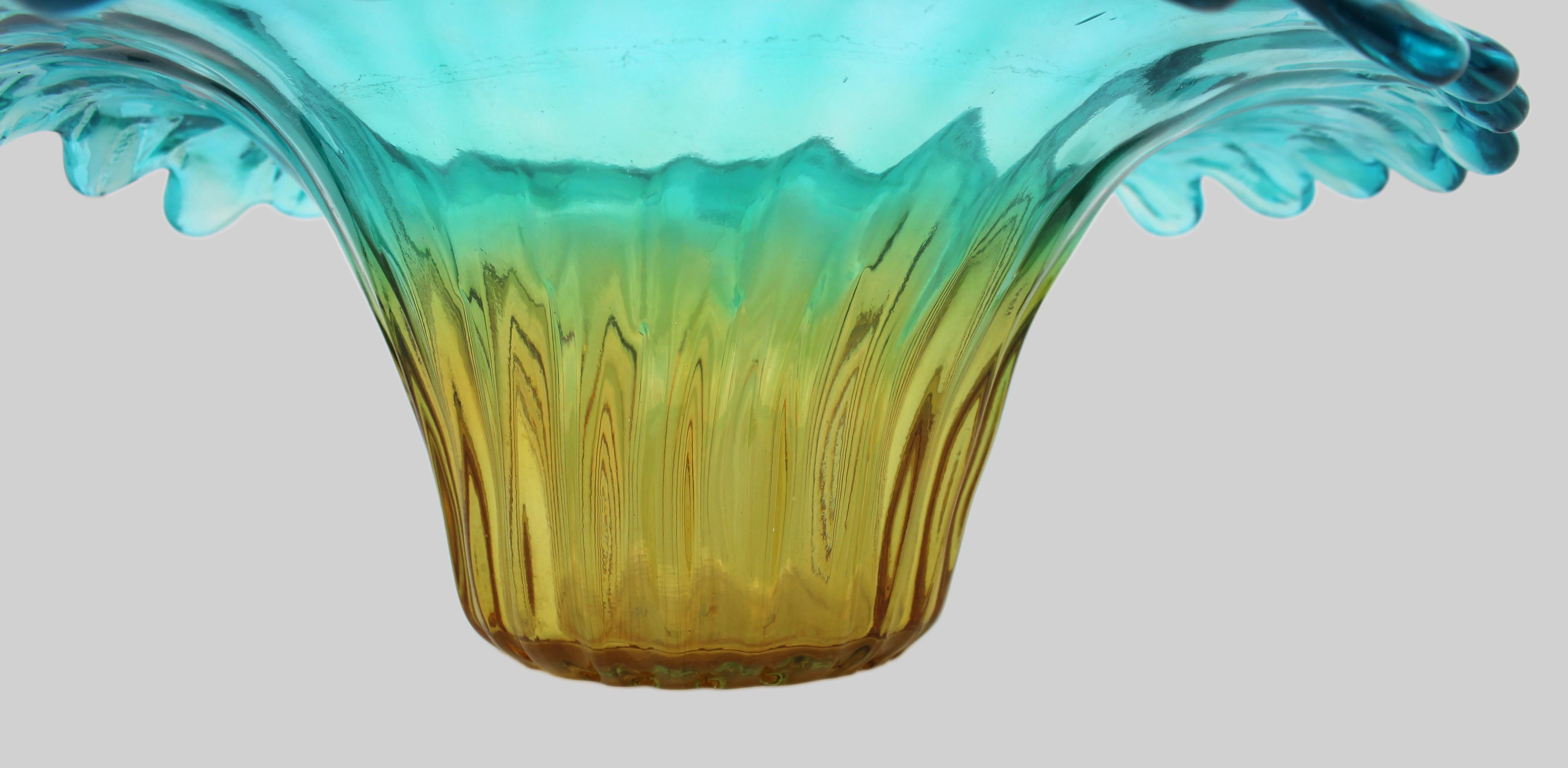 Coppia di ciotole da centrotavola in vetro artistico di Murano Contemporary - Blu e Ambra in vendita 1