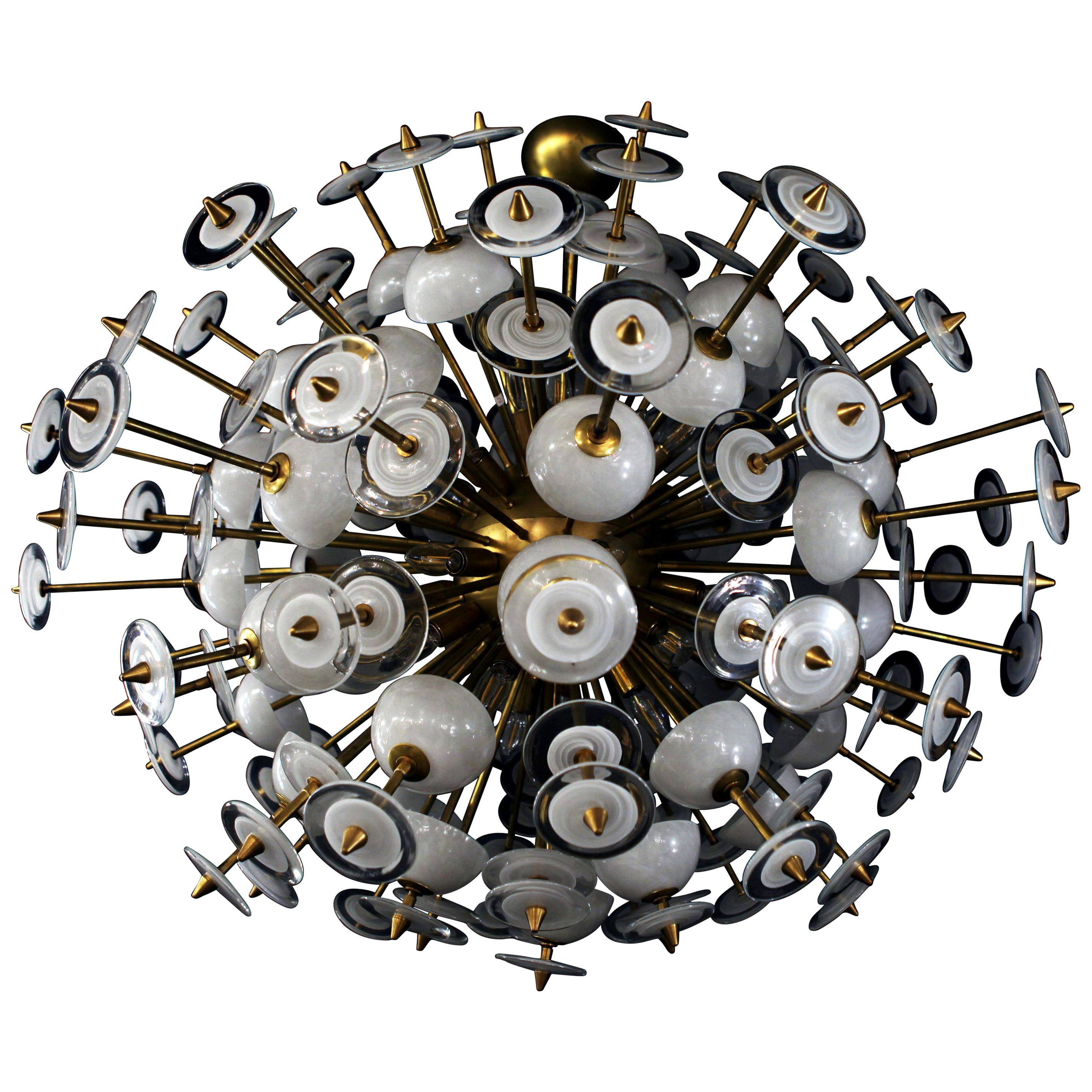 Outstanding Glass Chandelier, Italy 1980s