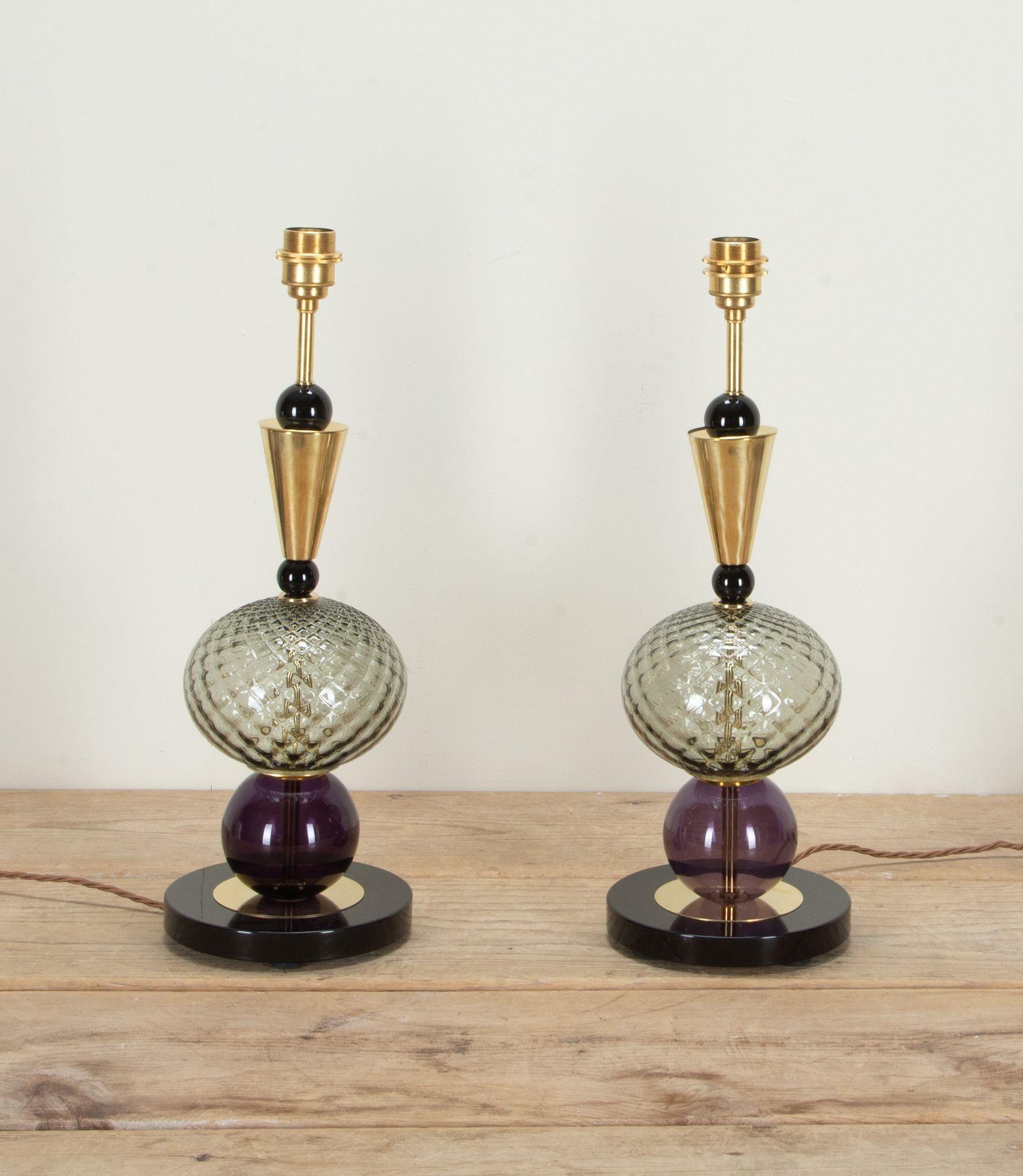 Pair of Contemporary Murano Glass Table Lamps (Moderne der Mitte des Jahrhunderts) im Angebot