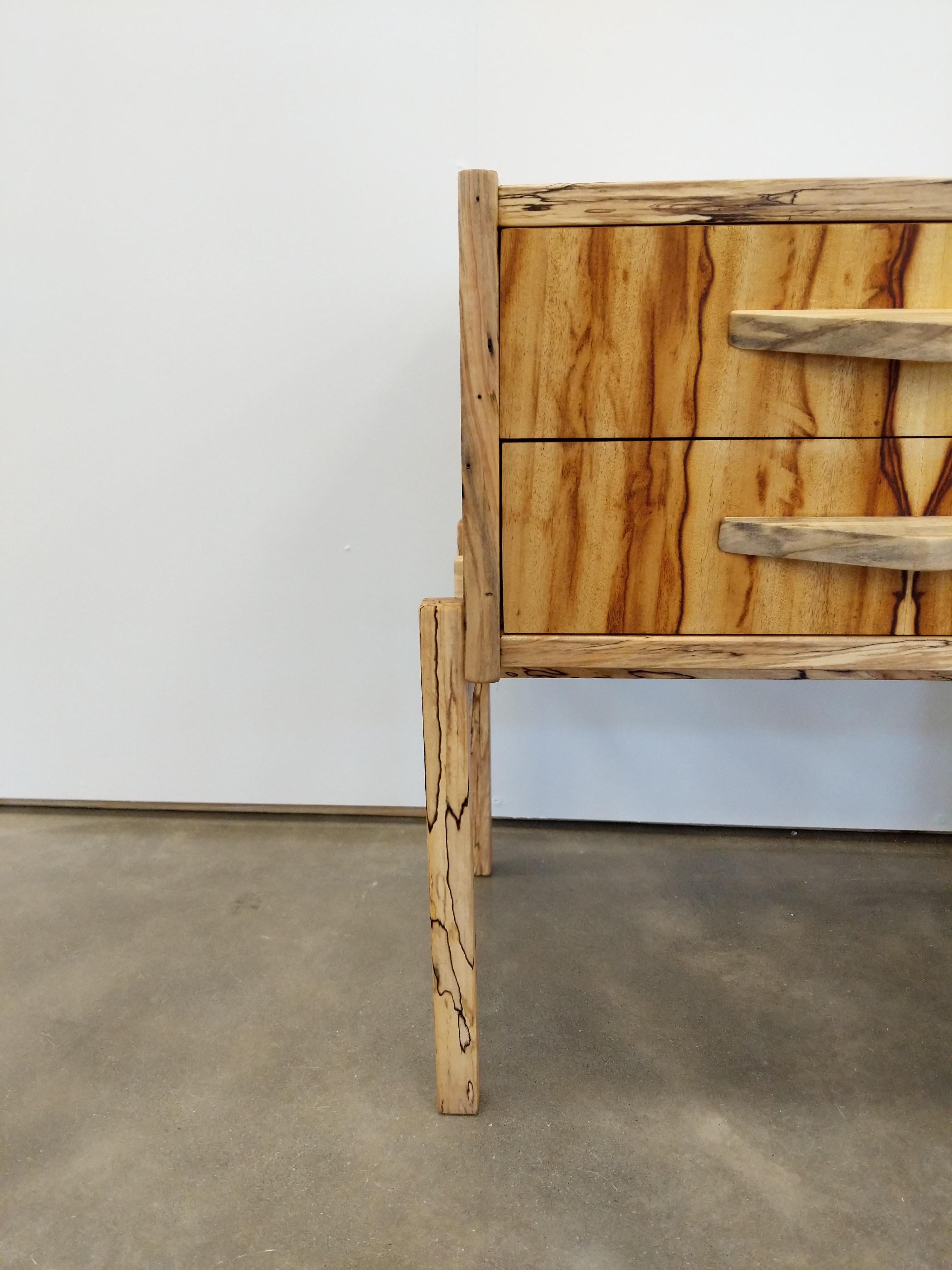 Wood Pair of Contemporary Nightstands in Chechen and Spalted Maple For Sale