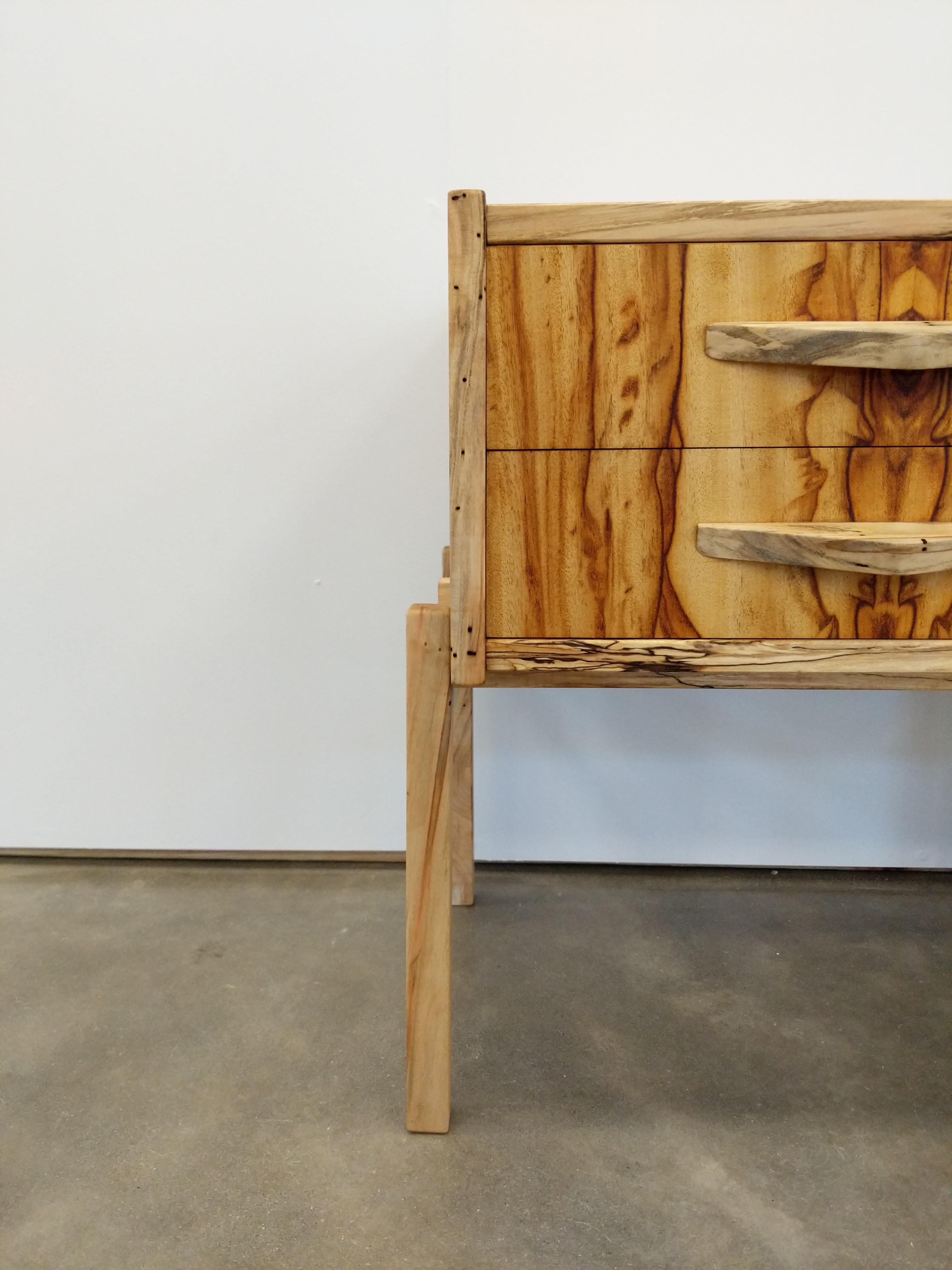 Wood Pair of Contemporary Nightstands in Chechen and Spalted Maple For Sale