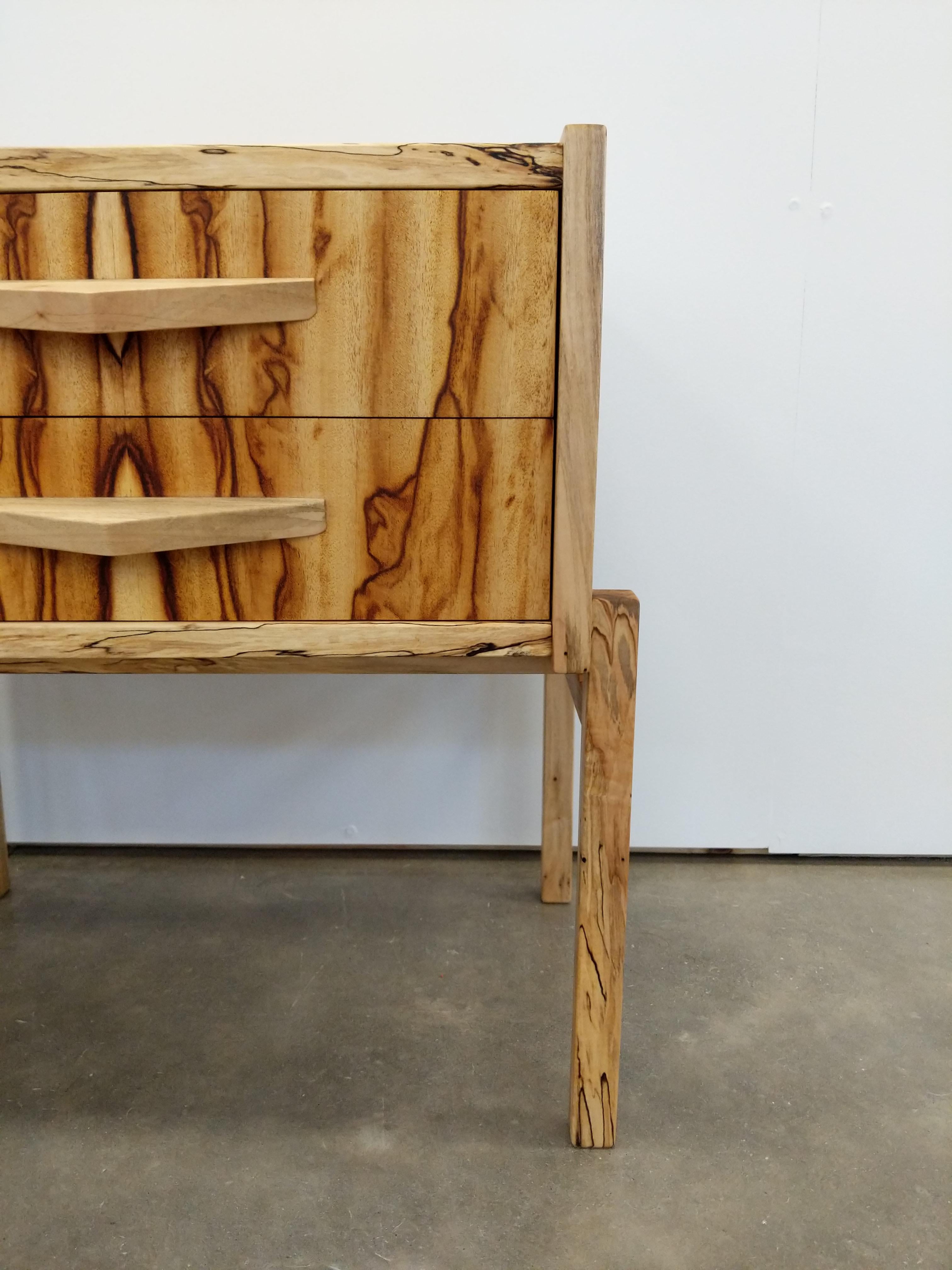 Pair of Contemporary Nightstands in Chechen and Spalted Maple 2