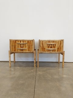 Pair of Contemporary Nightstands in Chechen and Spalted Maple