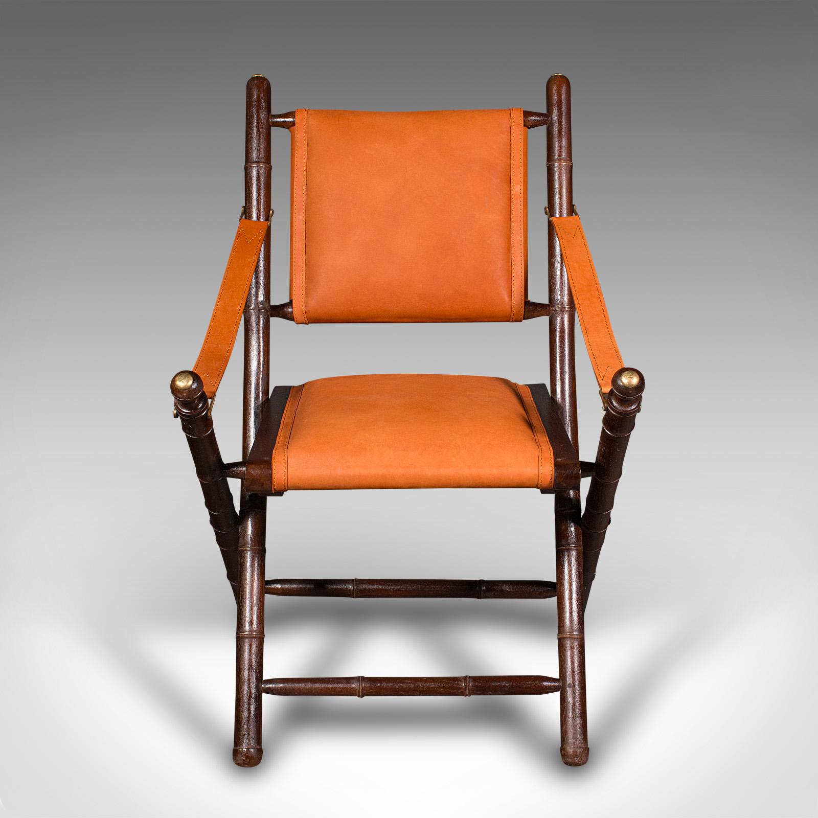 British Pair Of Contemporary Orangery Chairs, English, Leather, Veranda, Patio, Seat For Sale
