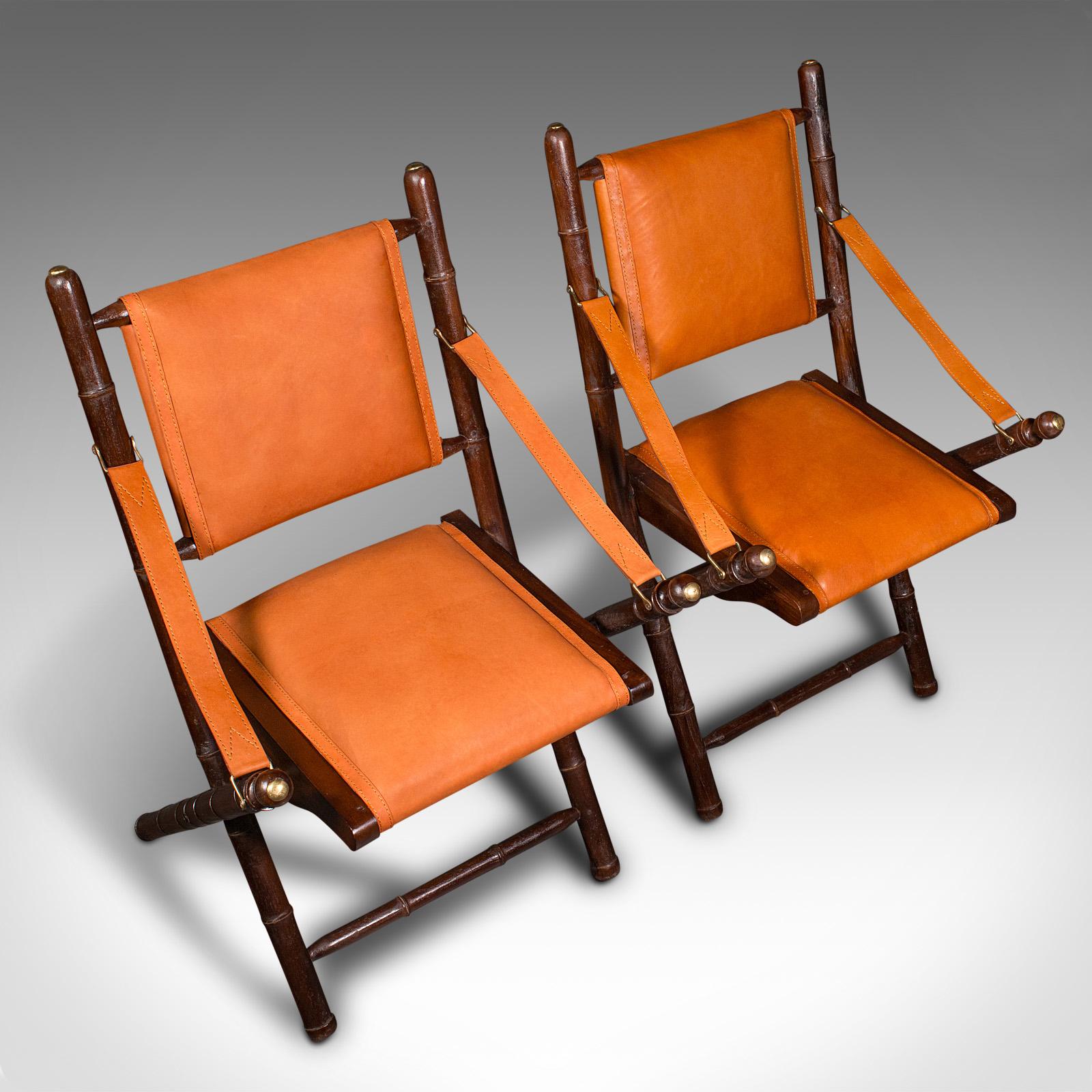Pair Of Contemporary Orangery Chairs, English, Leather, Veranda, Patio, Seat For Sale 5