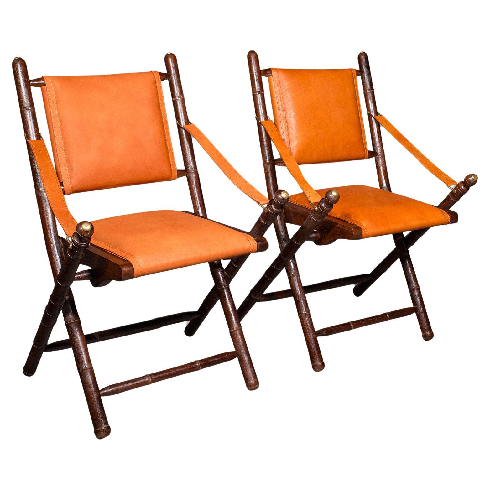 Paire de chaises d'orangerie contemporaines, anglaises, en cuir, véranda, patio, siège en vente