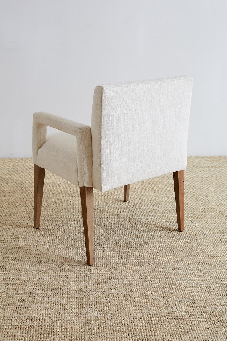 Pair of Contemporary Organic Linen Dining Chairs at 1stDibs