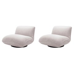 Pair of contemporary Outdoor Armchair in Neutral Tones Teak & Metal