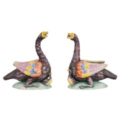 Pair of Contemporary/Post-War Design American Small Ceramic Geese Statues