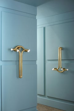 Pair of Contemporary Raw Brass Wall Sconces, God & Goddess by Paul Matter