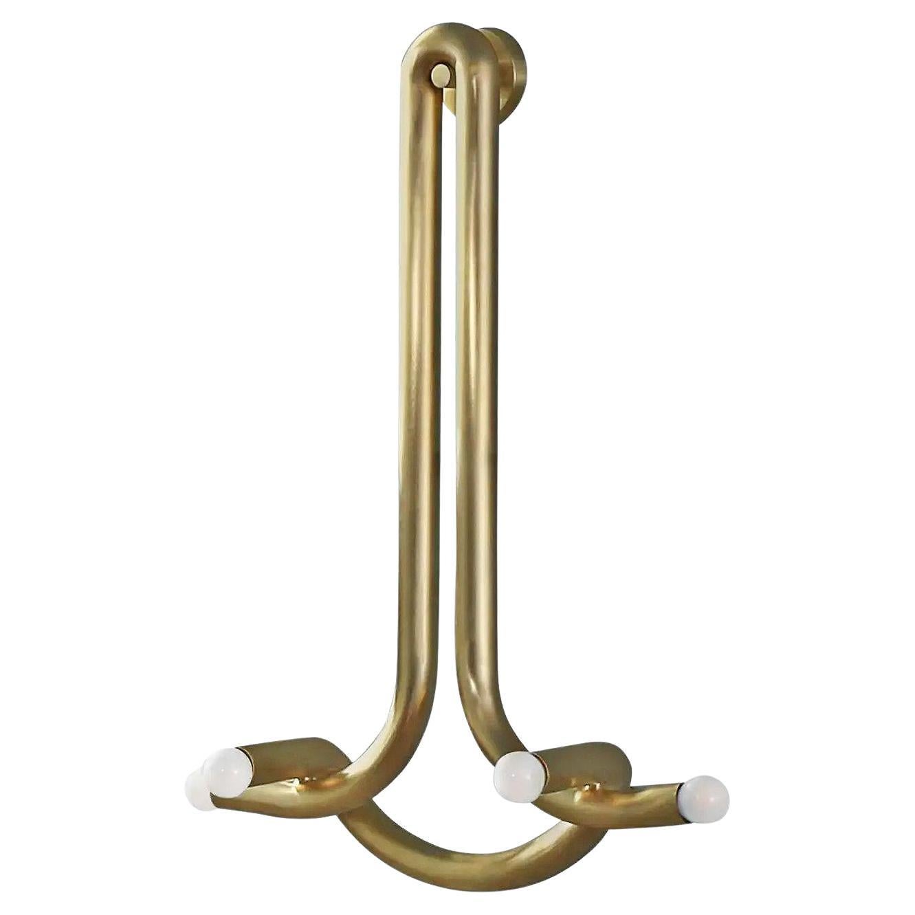Post-Modern Pair of Contemporary Raw Brass Wall Sconces, God & Goddess by Paul Matter For Sale
