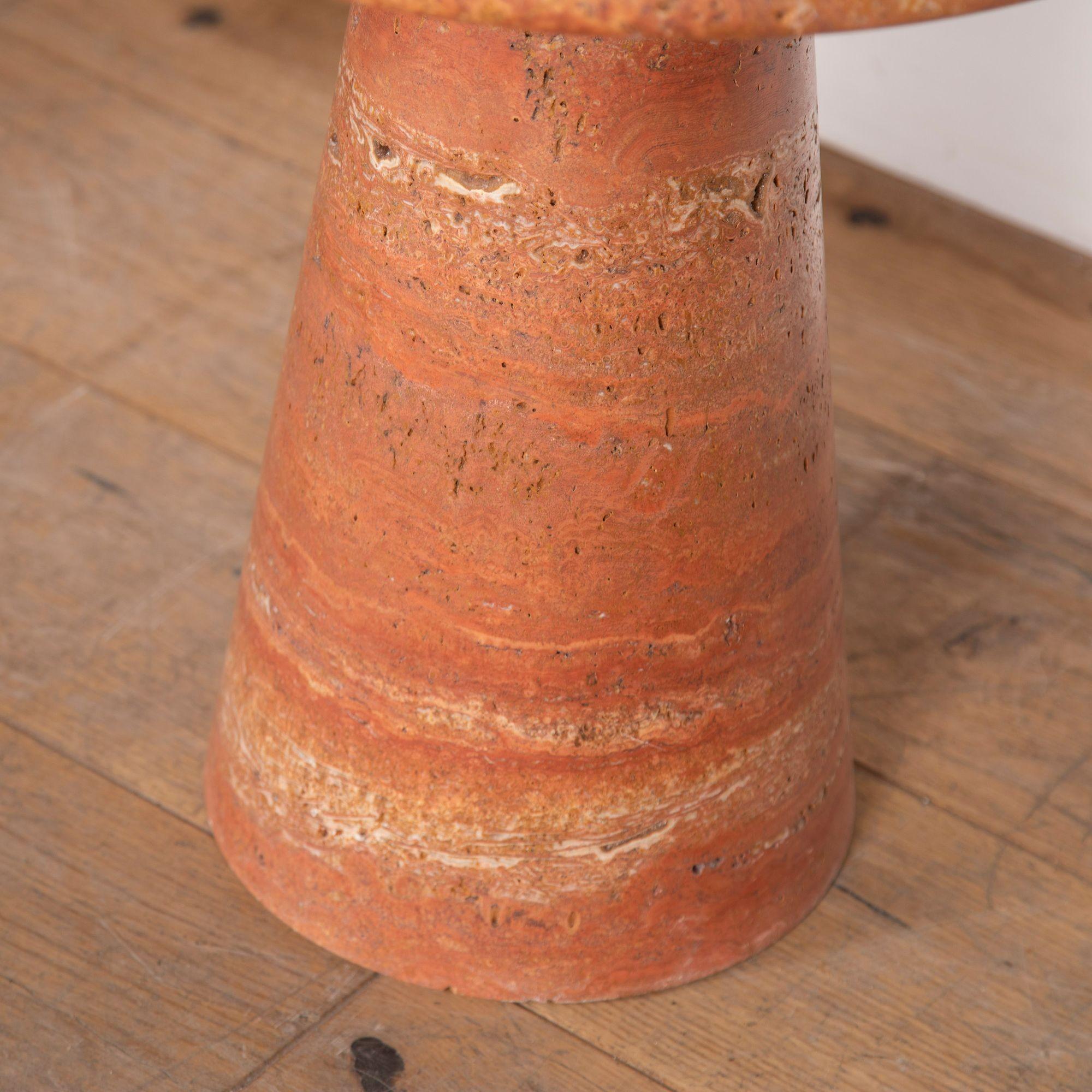 Pair of Contemporary Red Travertine Side Tables For Sale 1